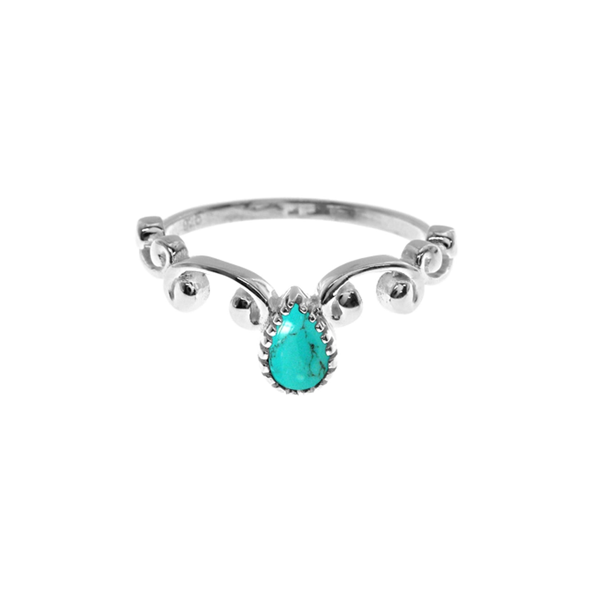 Lola teardrop turquoise with scrolled shank ring