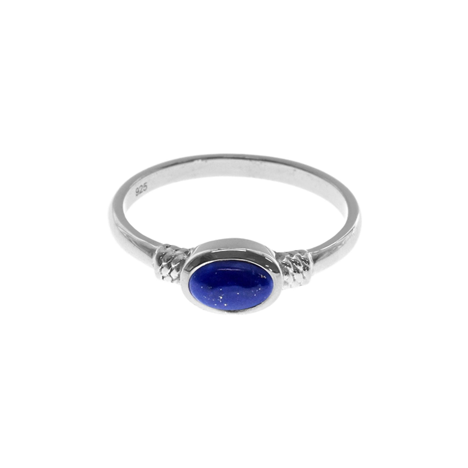 Lola horizontal set oval lapis lazuli ring