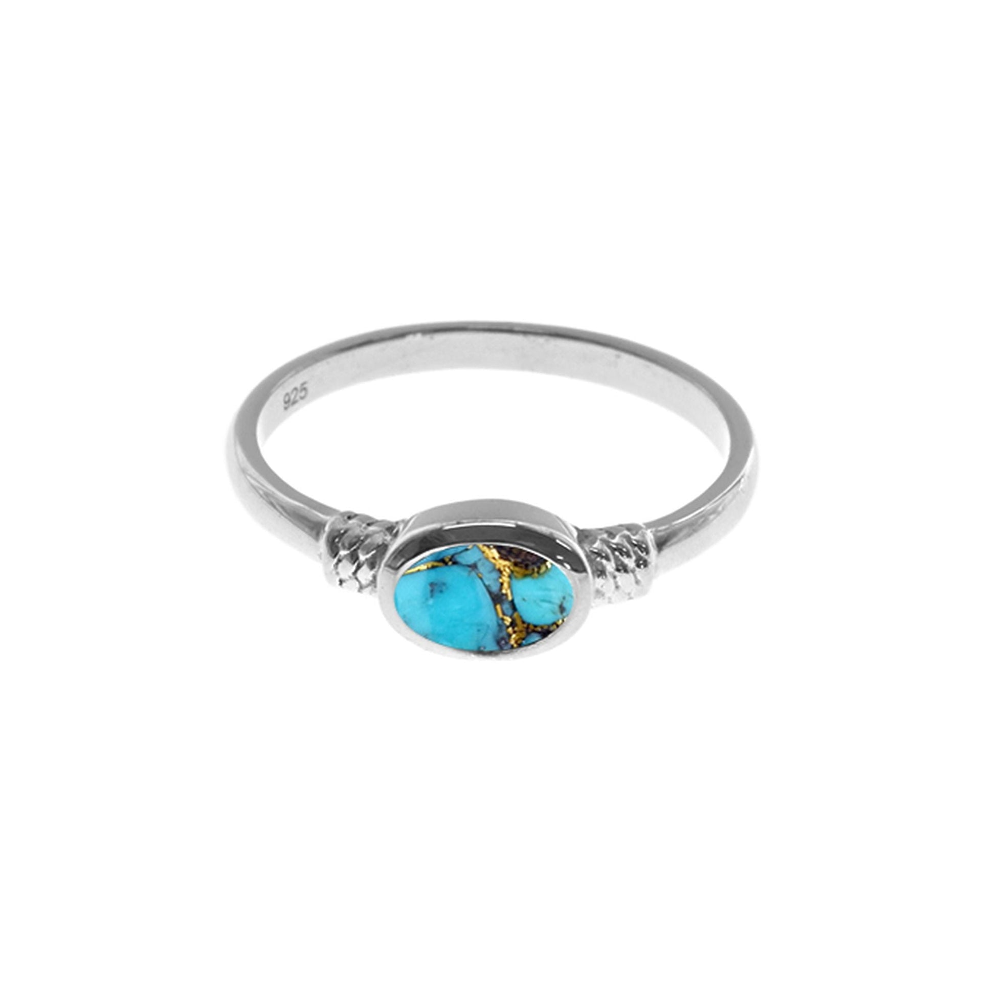 Lola horizontal set oval blue mohave turquoise ring