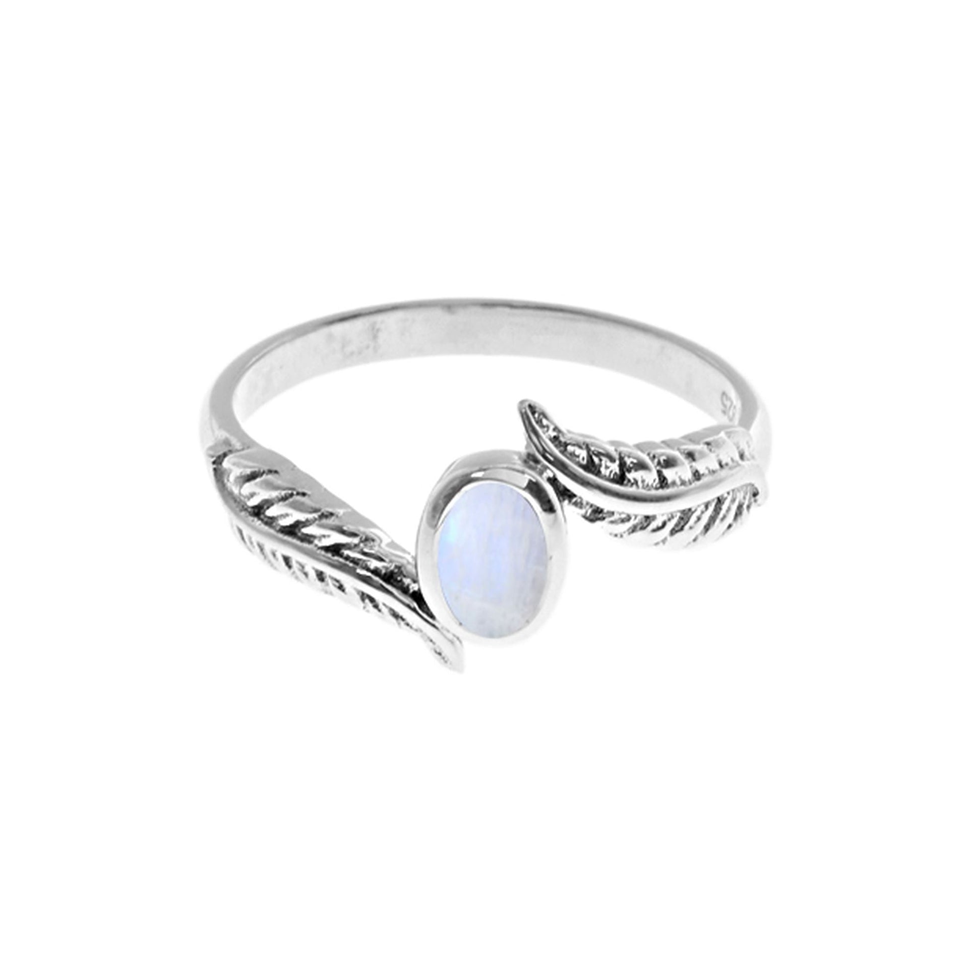 Catalina rainbow moonstone feather ring