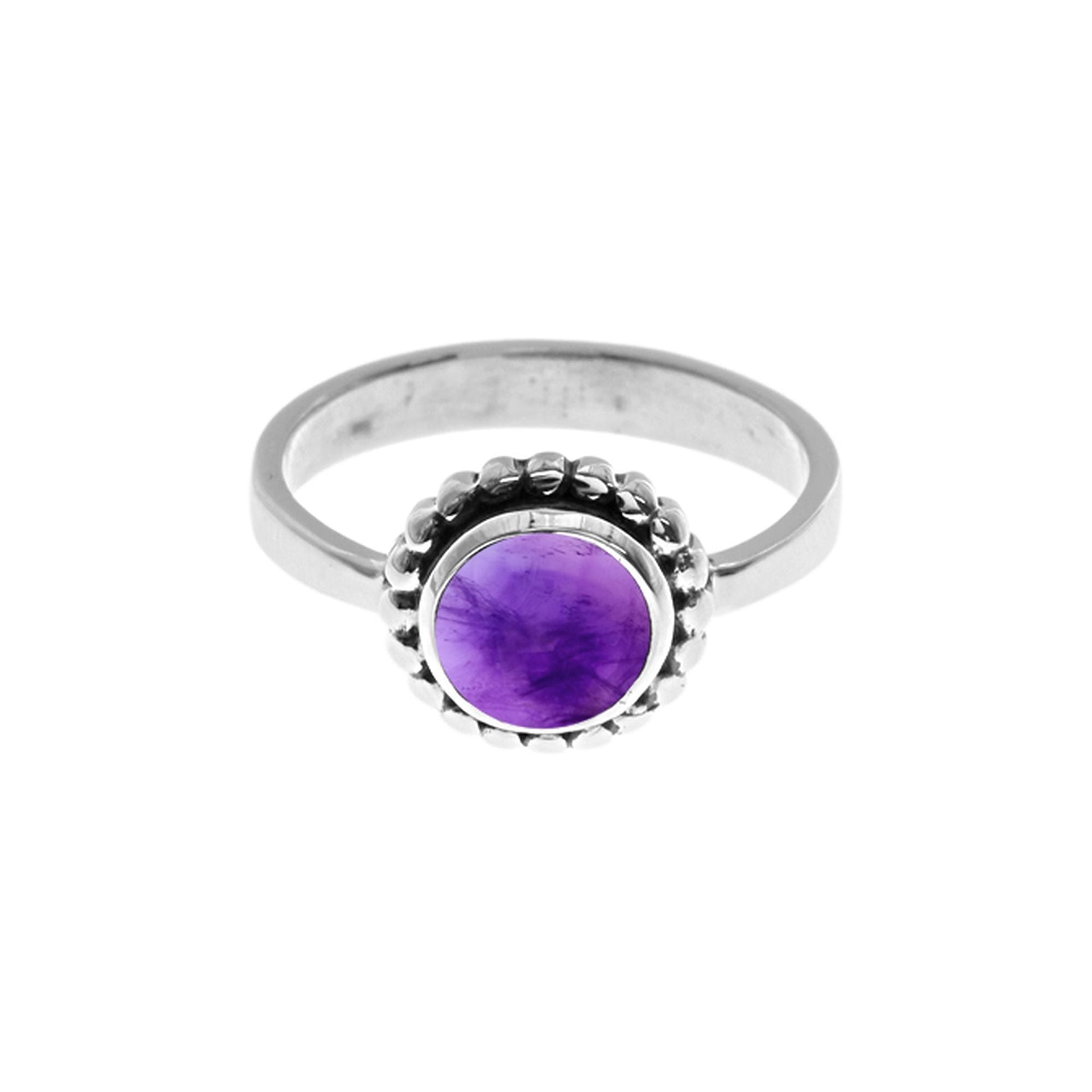 Isla amethyst oxidised ball detail ring
