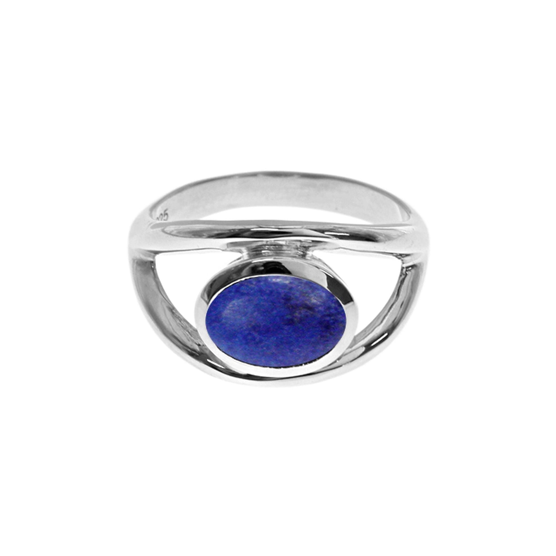 Amy horizontal lapis lazuli split shoulder ring