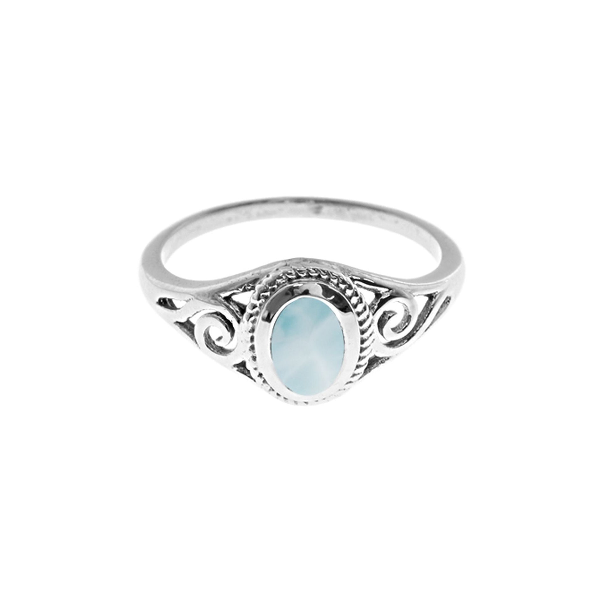 Catalina larimar scroll ring