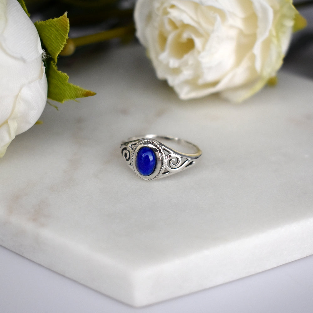 Catalina lapis lazuli scroll ring