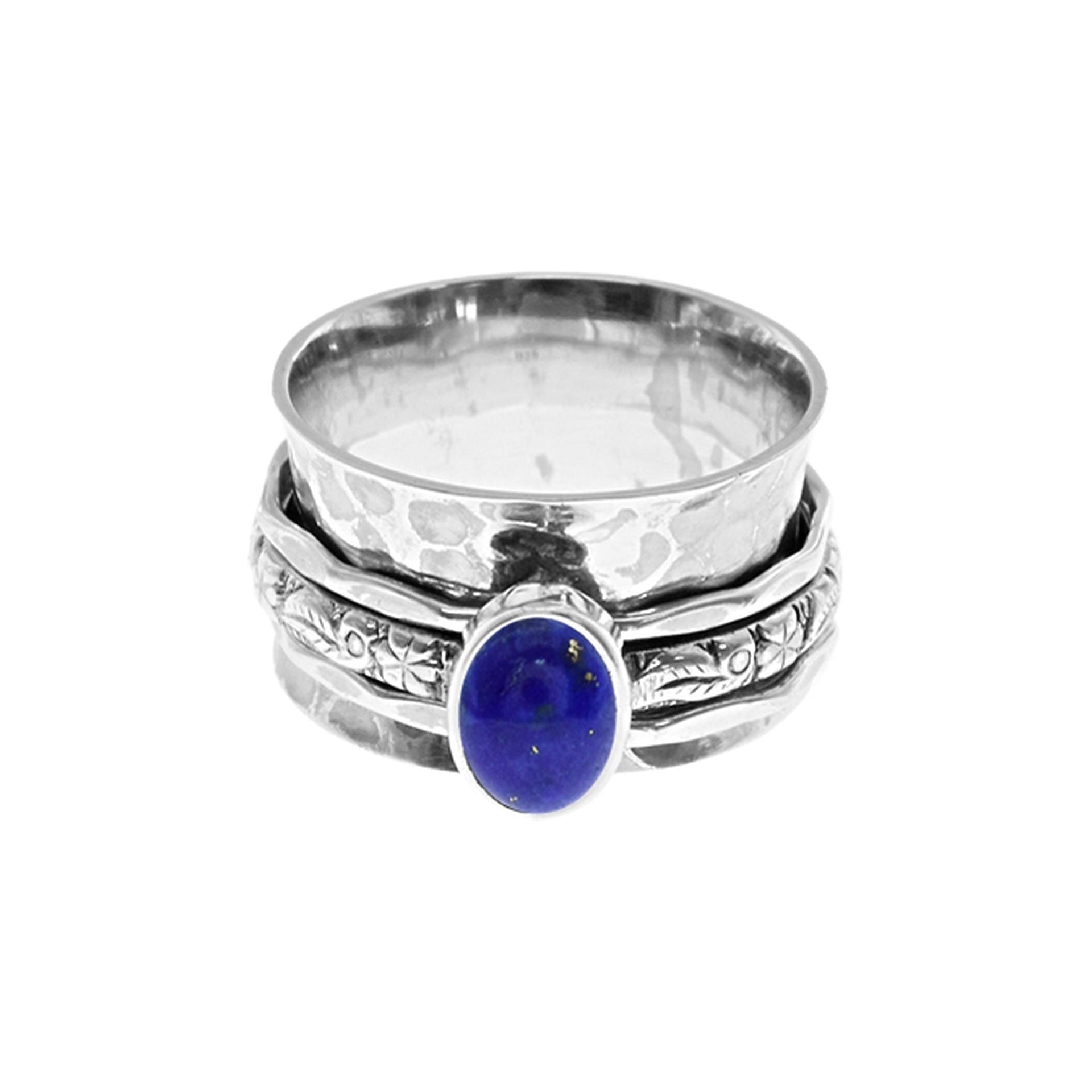 Catalina floral triple band lapis lazuli spinning ring