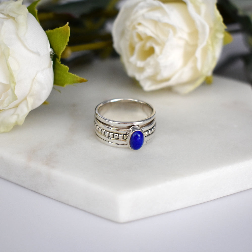 Isla lapis lazuli wide dotted band spinning ring