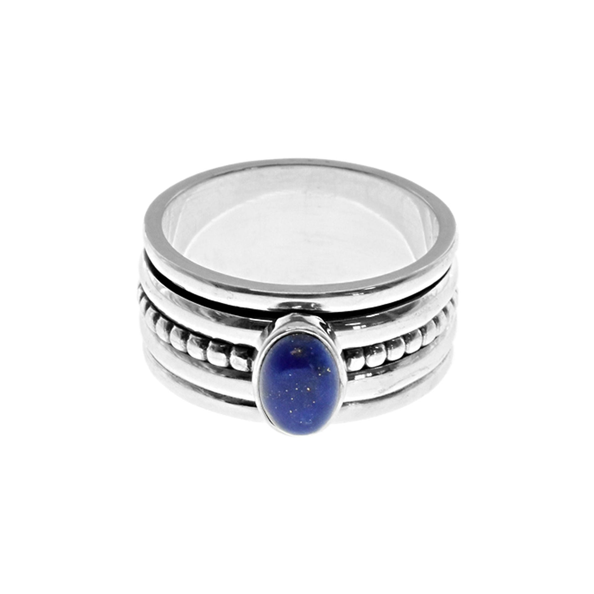 Isla lapis lazuli wide dotted band spinning ring