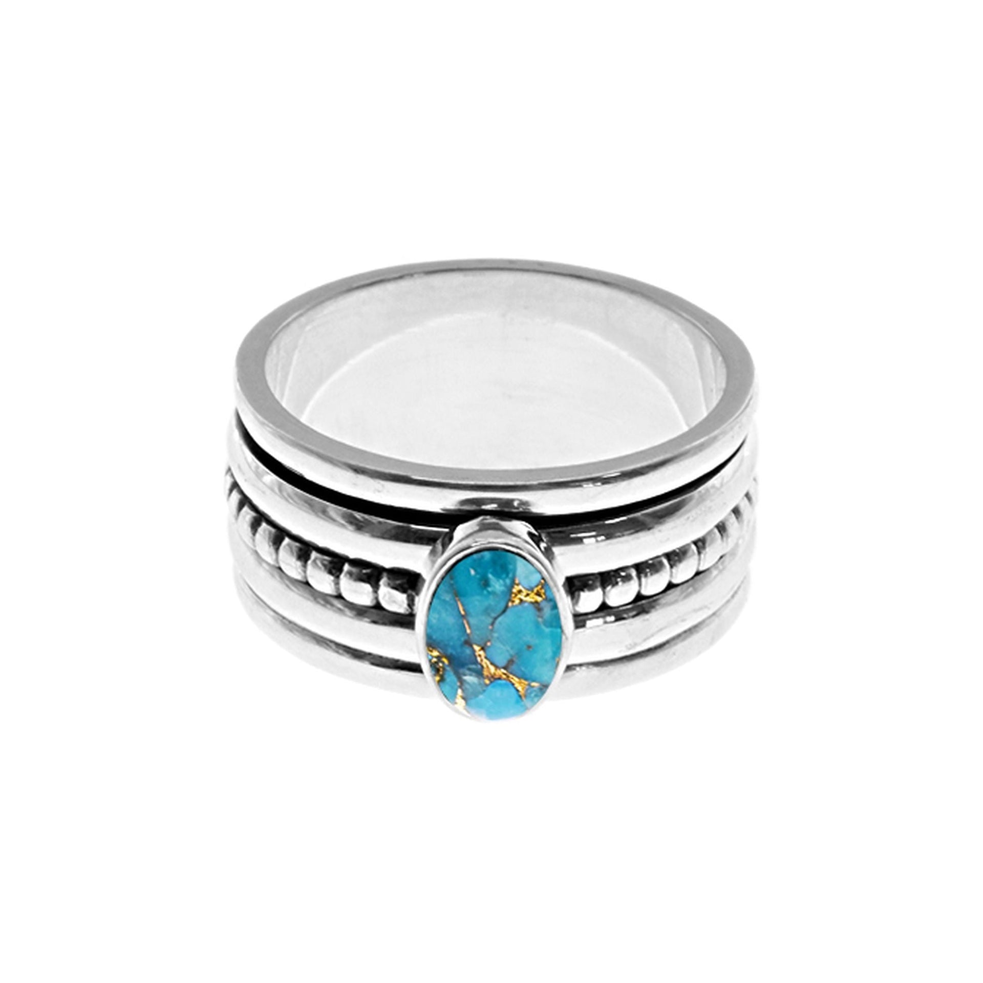 Isla blue mohave wide dotted band spinning ring