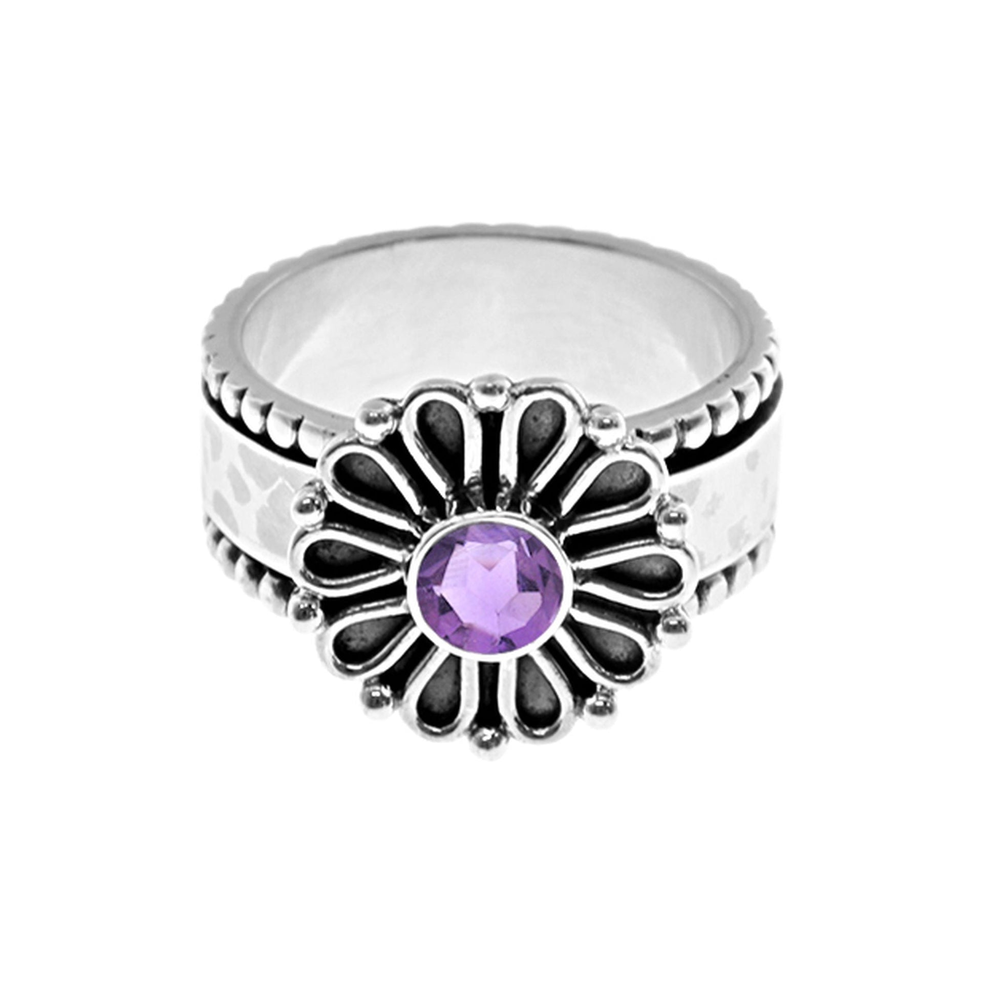 Catalina amethyst daisy spinning ring