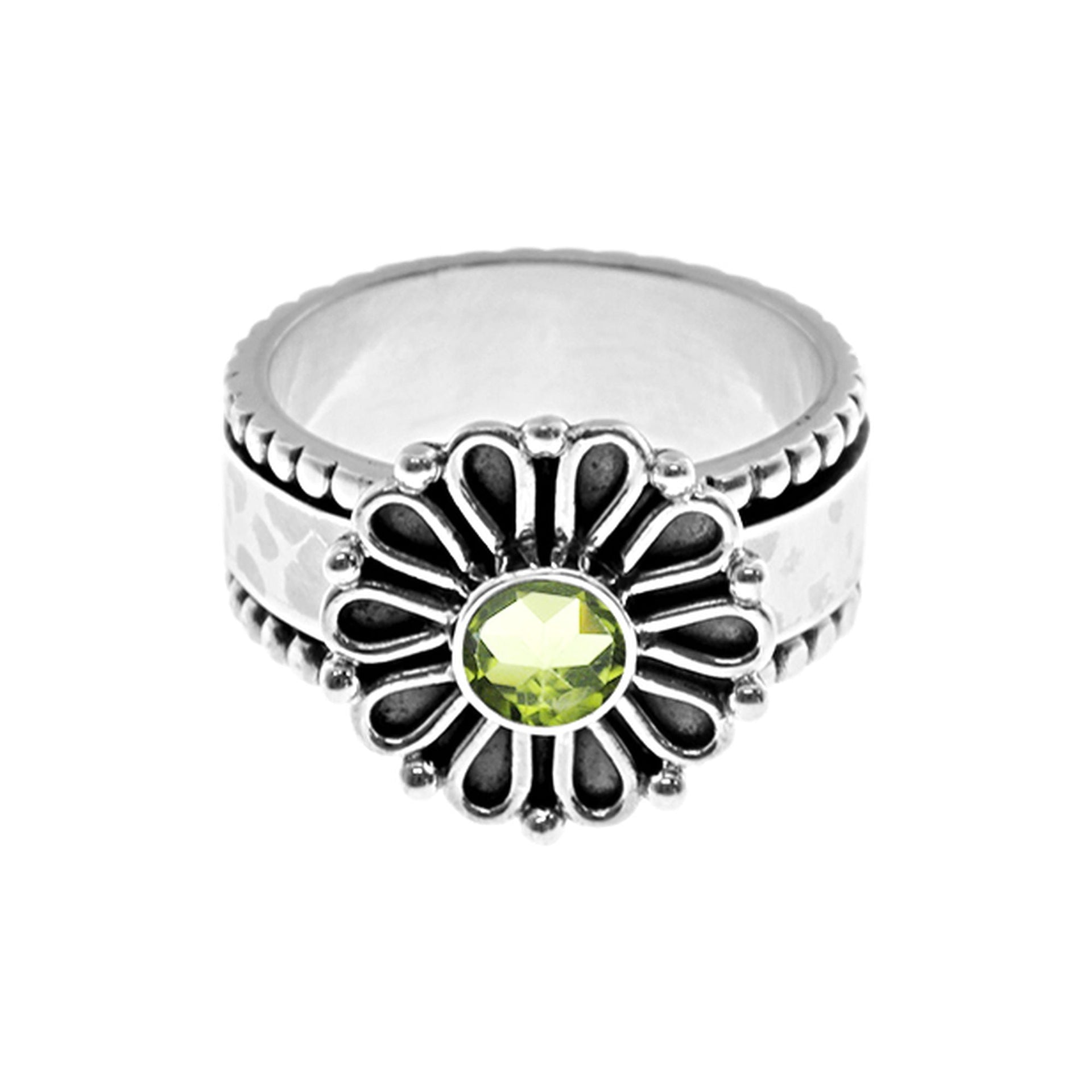 Catalina peridot daisy spinning ring