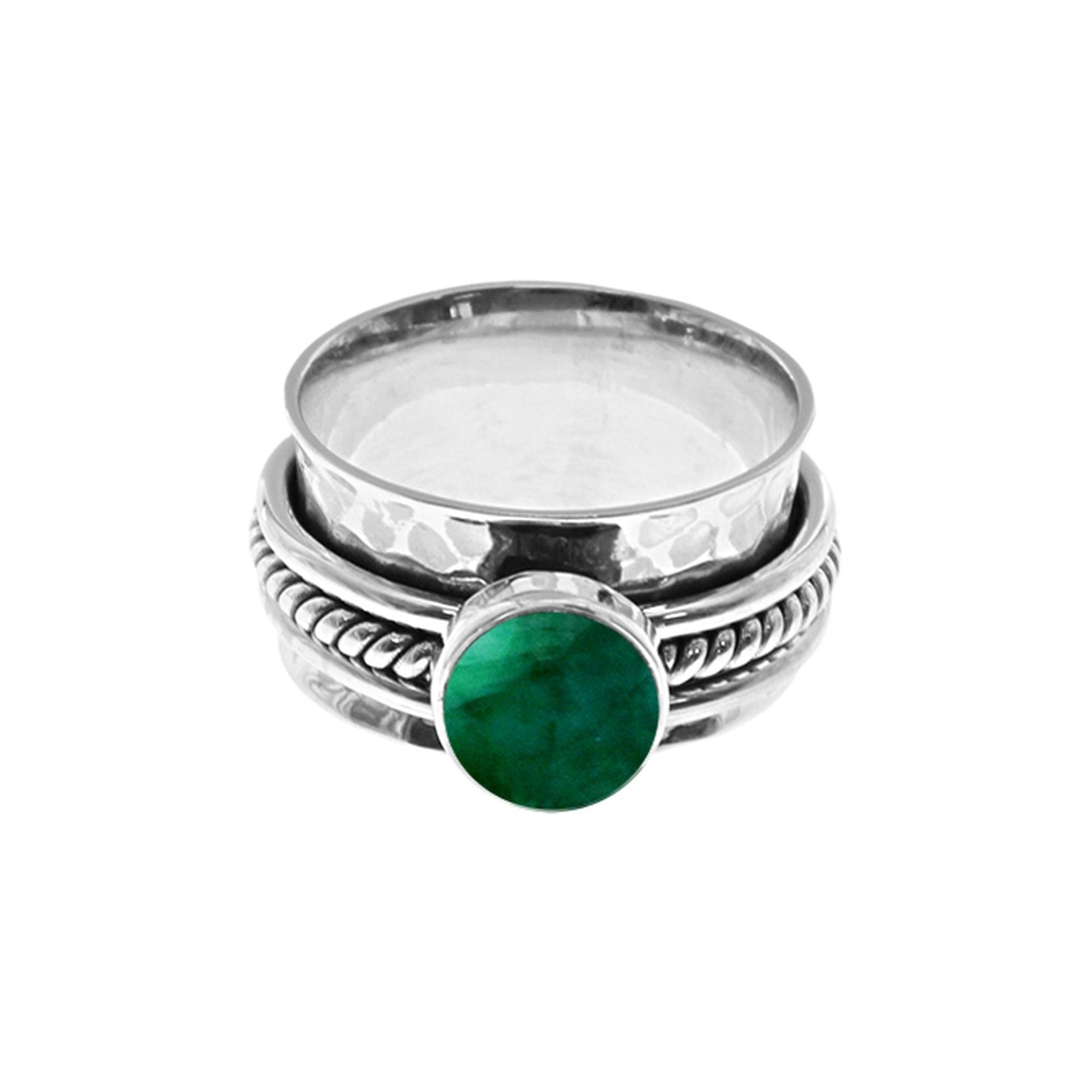 Lexi triple band emerald quartz spinning ring
