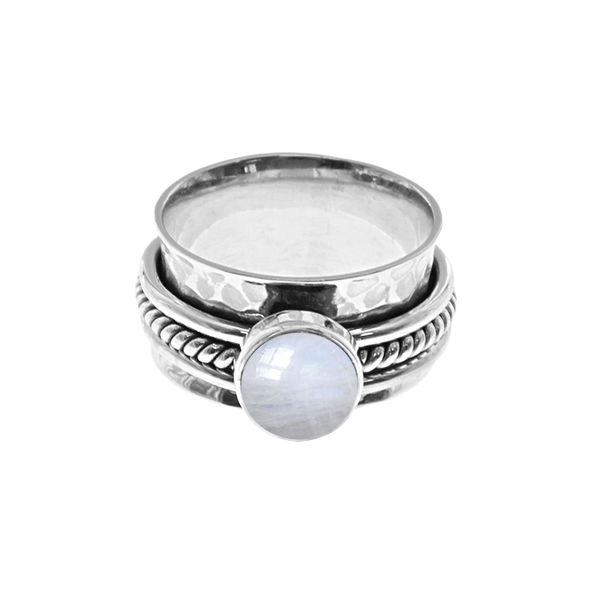 Lexi triple band rainbow moonstone spinning ring
