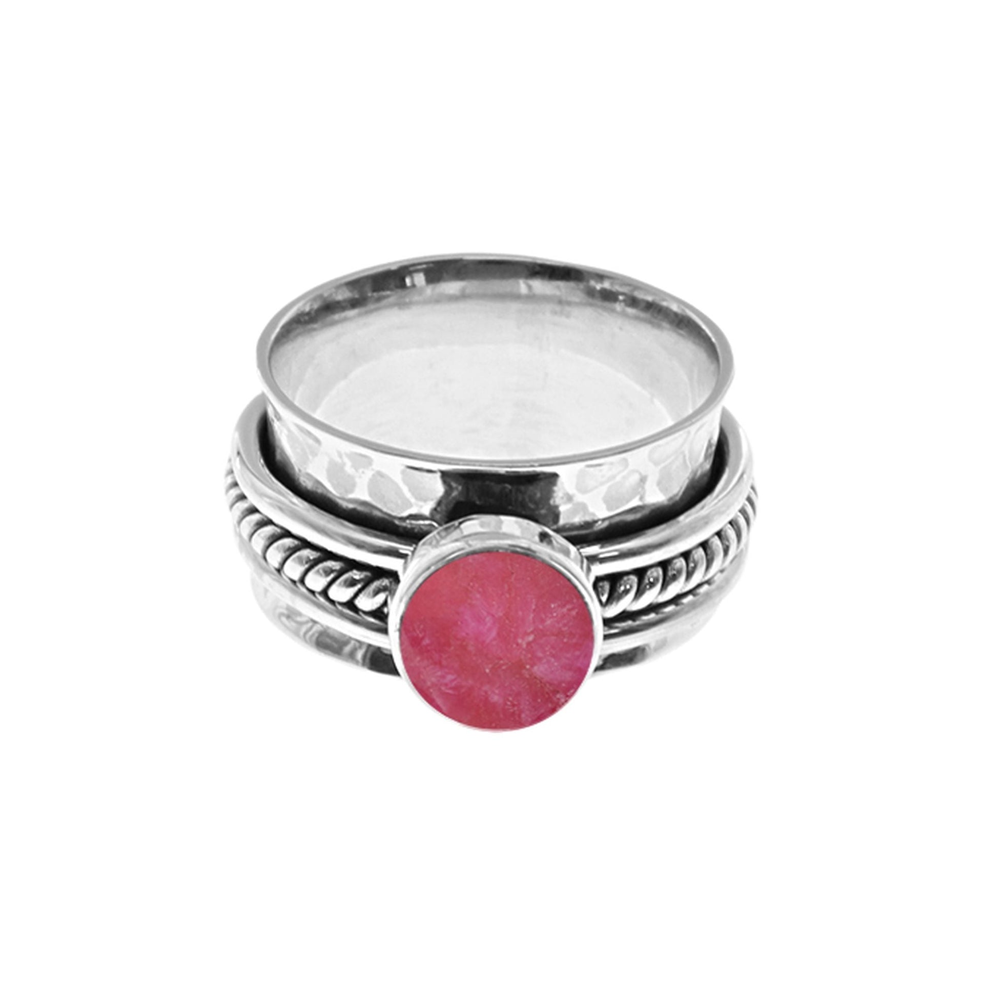 Lexi triple band ruby quartz spinning ring