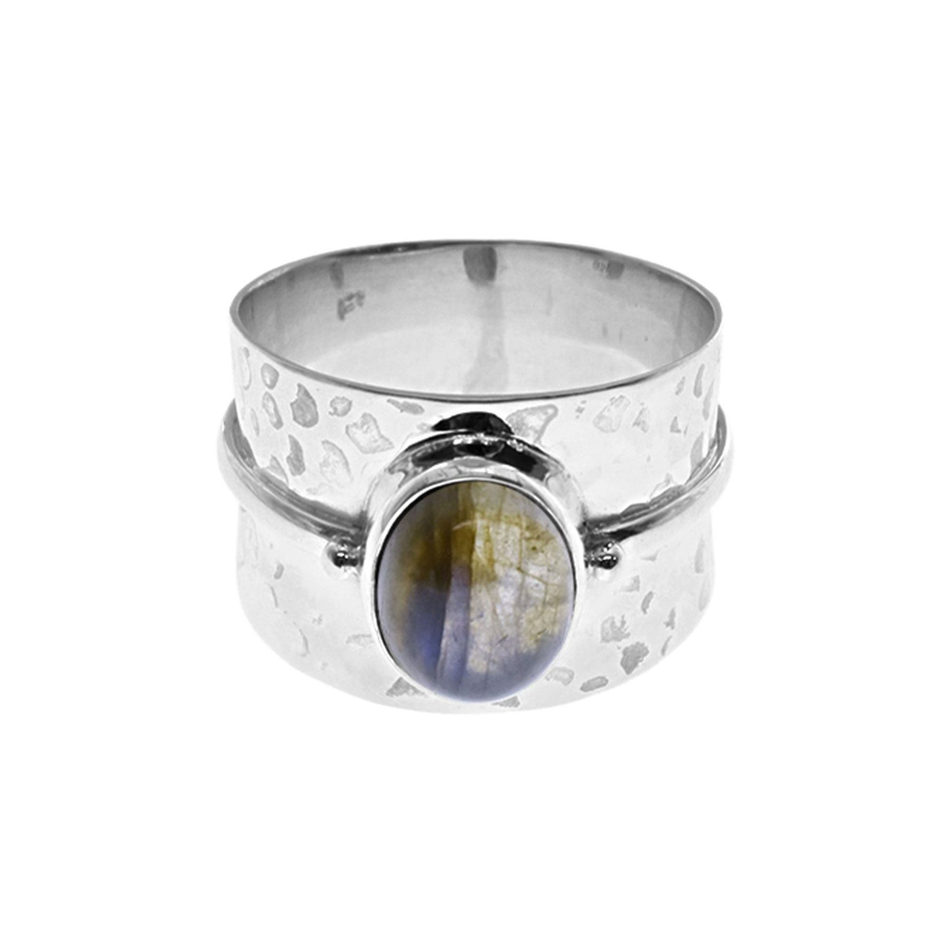 Lexi tapered band with oval labradorite ring