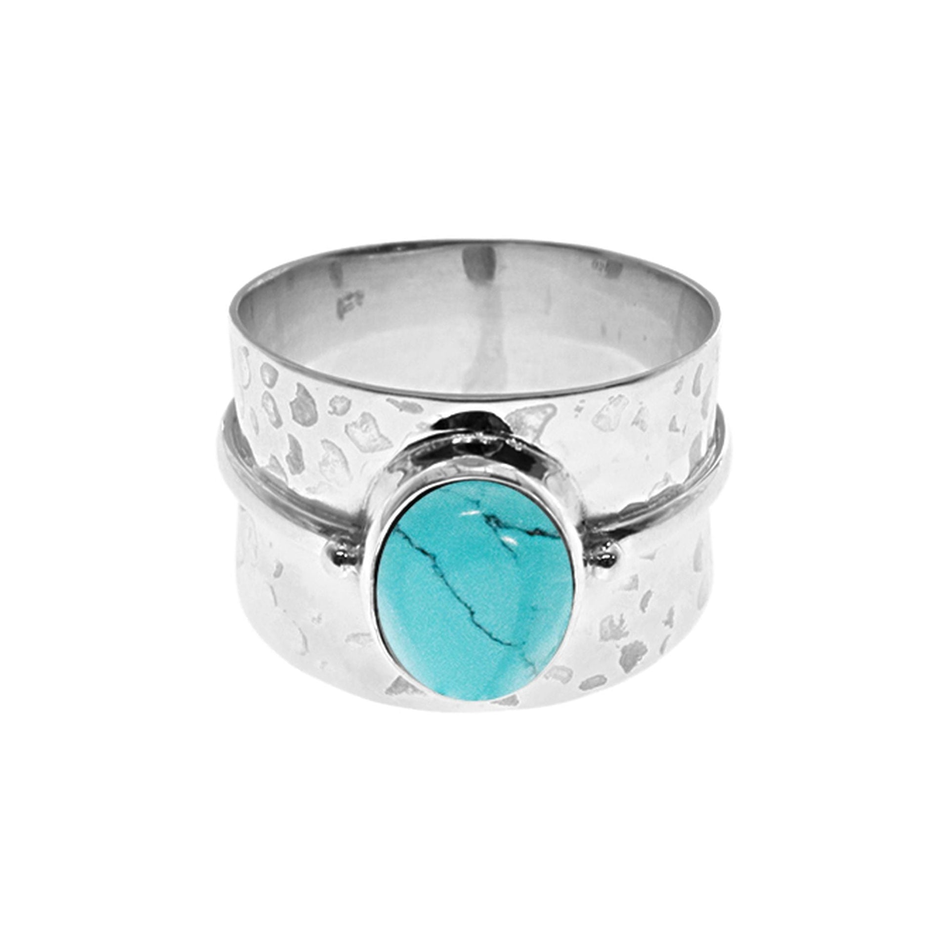 Lexi tapered band with oval turquoise ring