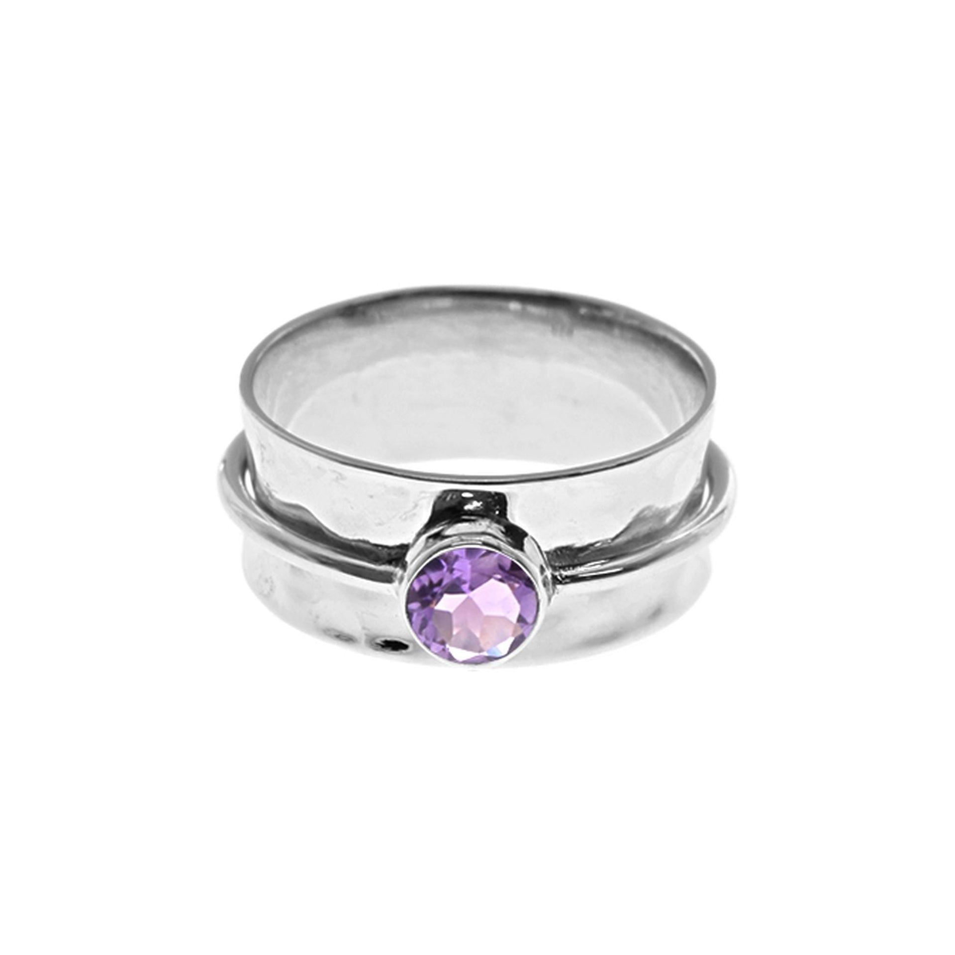 Lexi single band amethyst facet spinning ring
