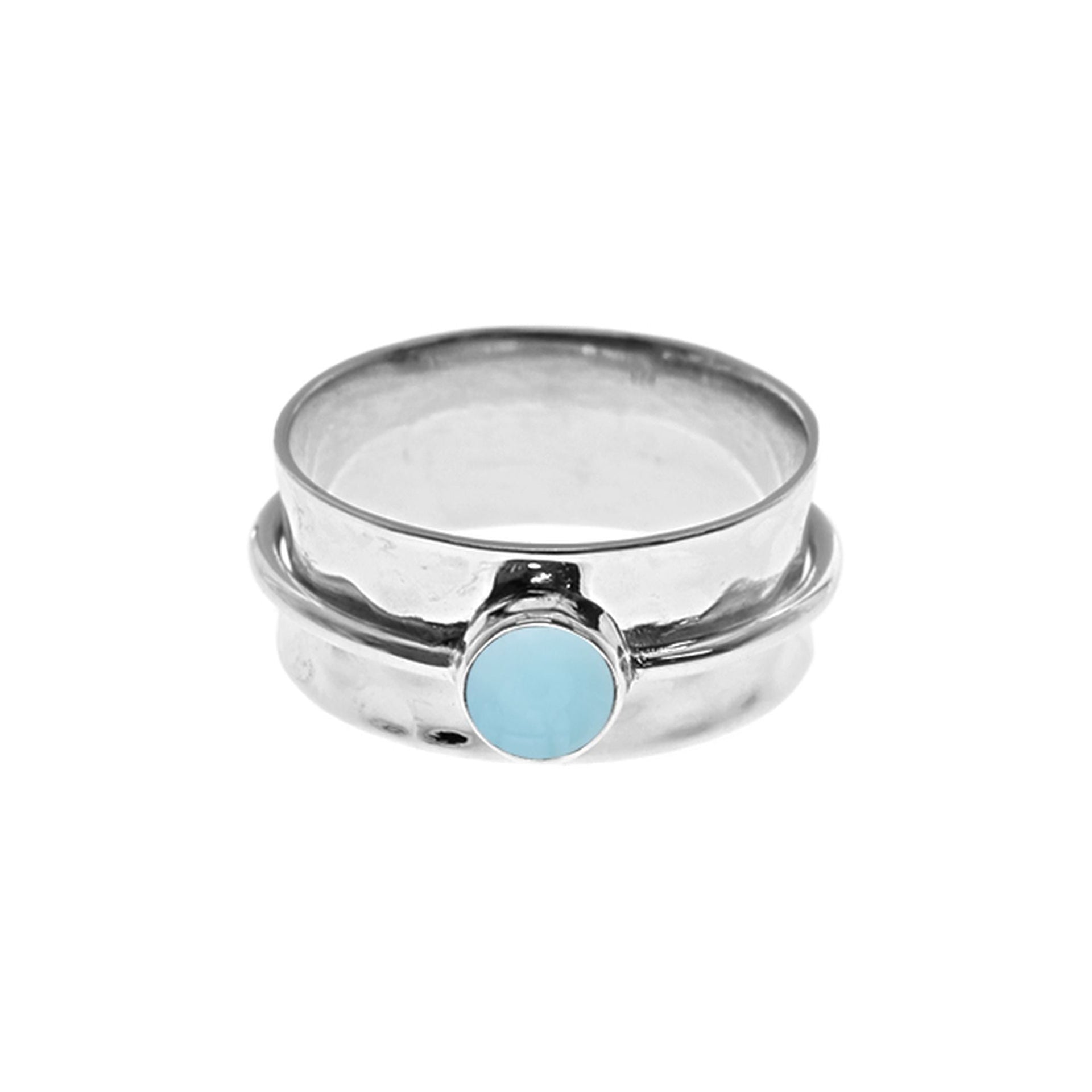 Lexi single band blue chalcedony spinning ring