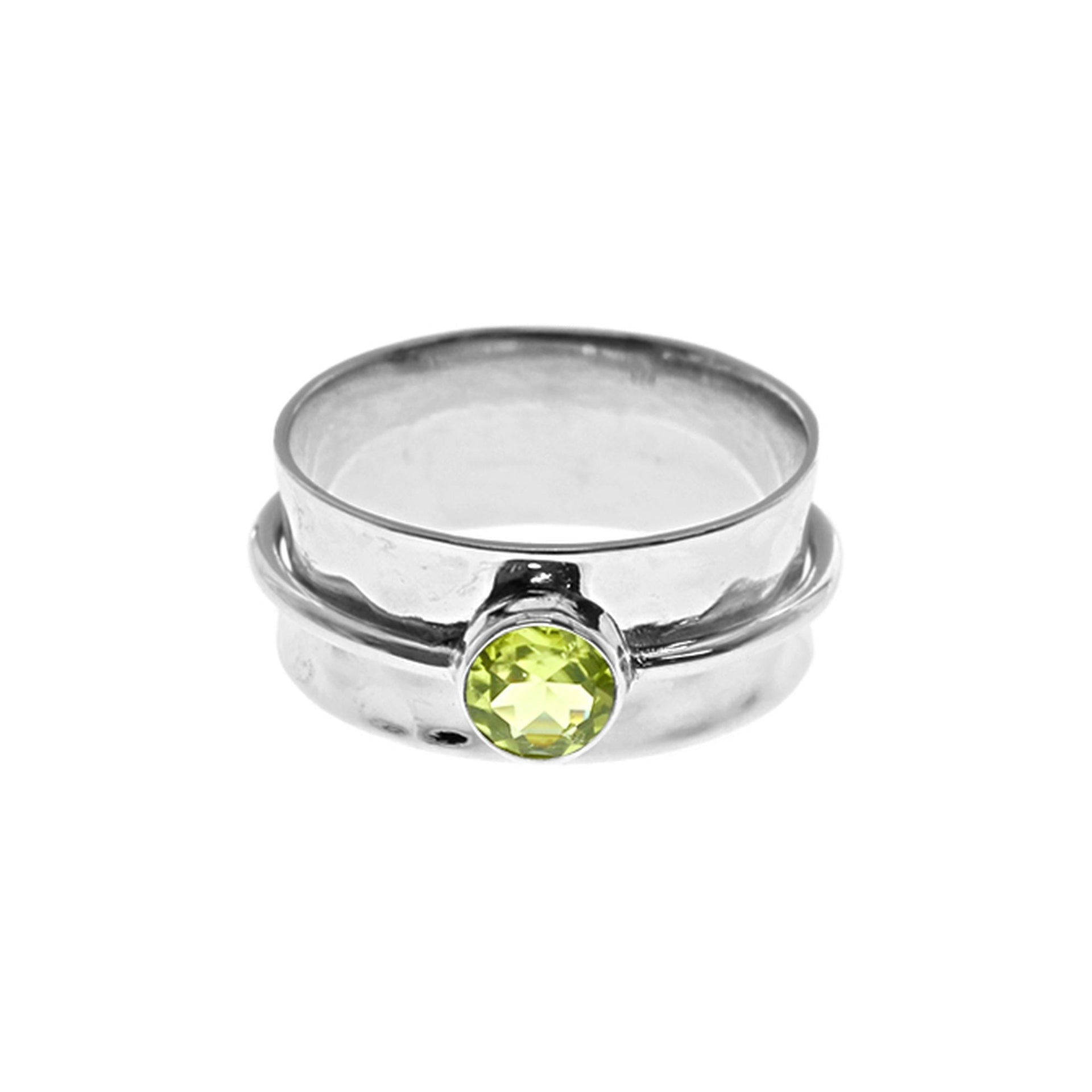 Lexi single band peridot facet spinning ring