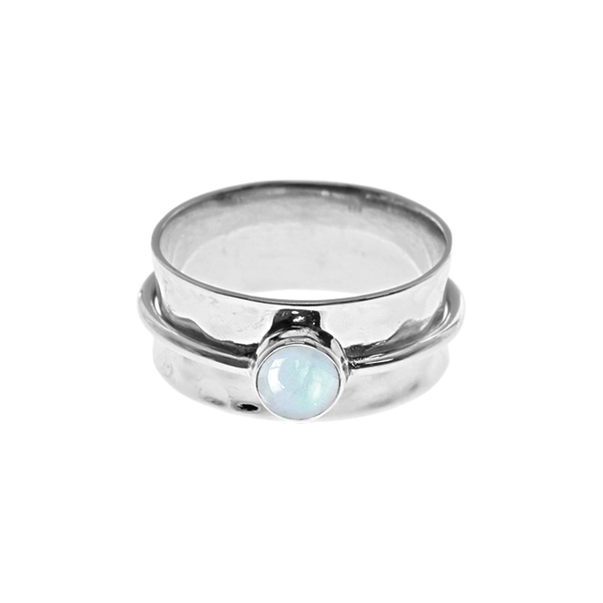 Lexi single band rainbow moonstone spinning ring