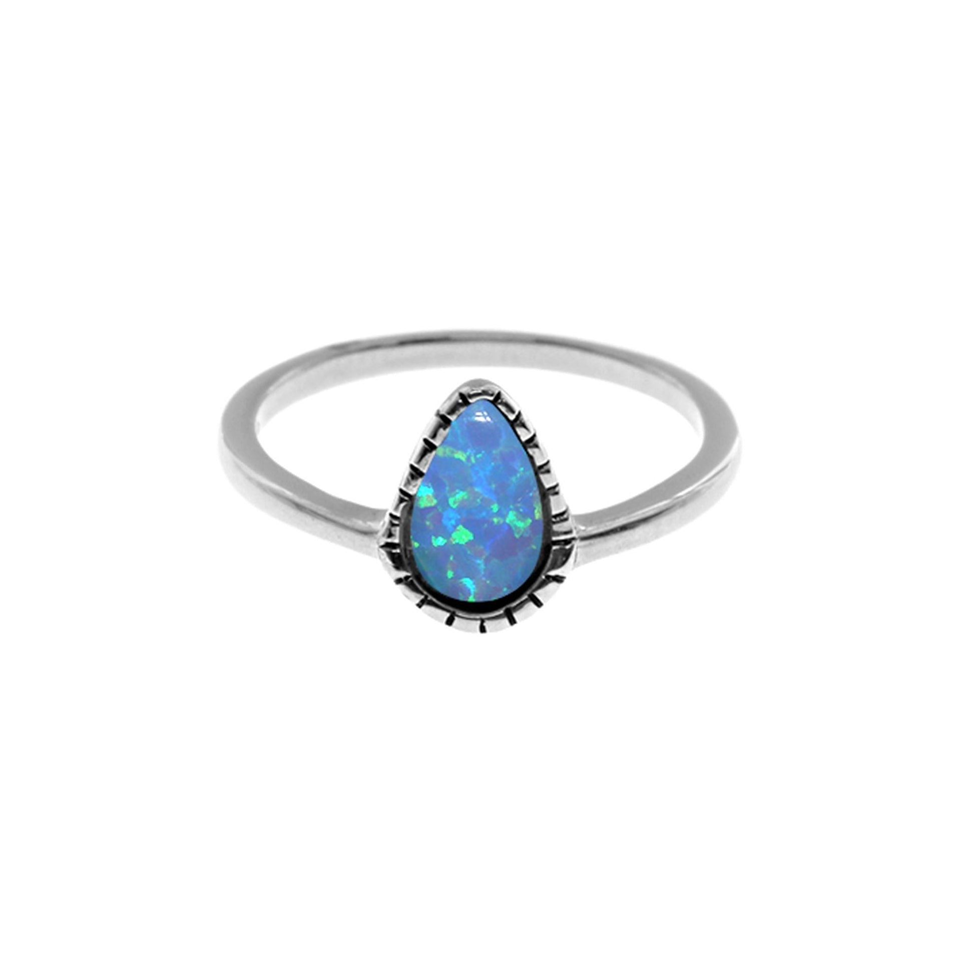 Sabrina teardrop blue opalique rope shank ring