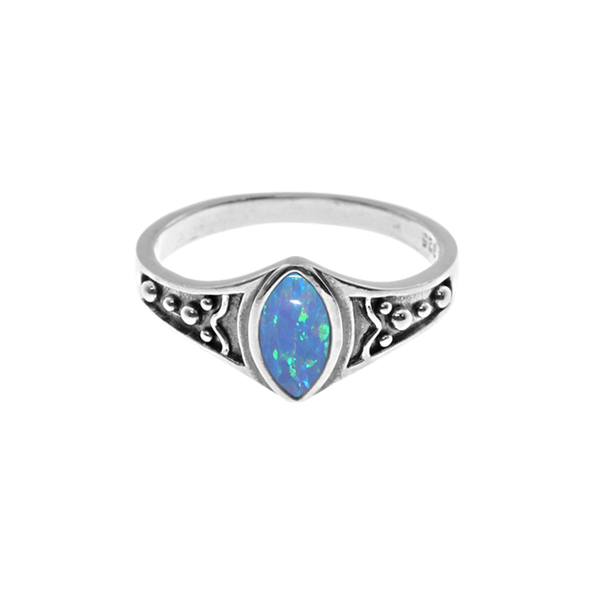 Sabrina marquis blue opalique with shoulder detail ring