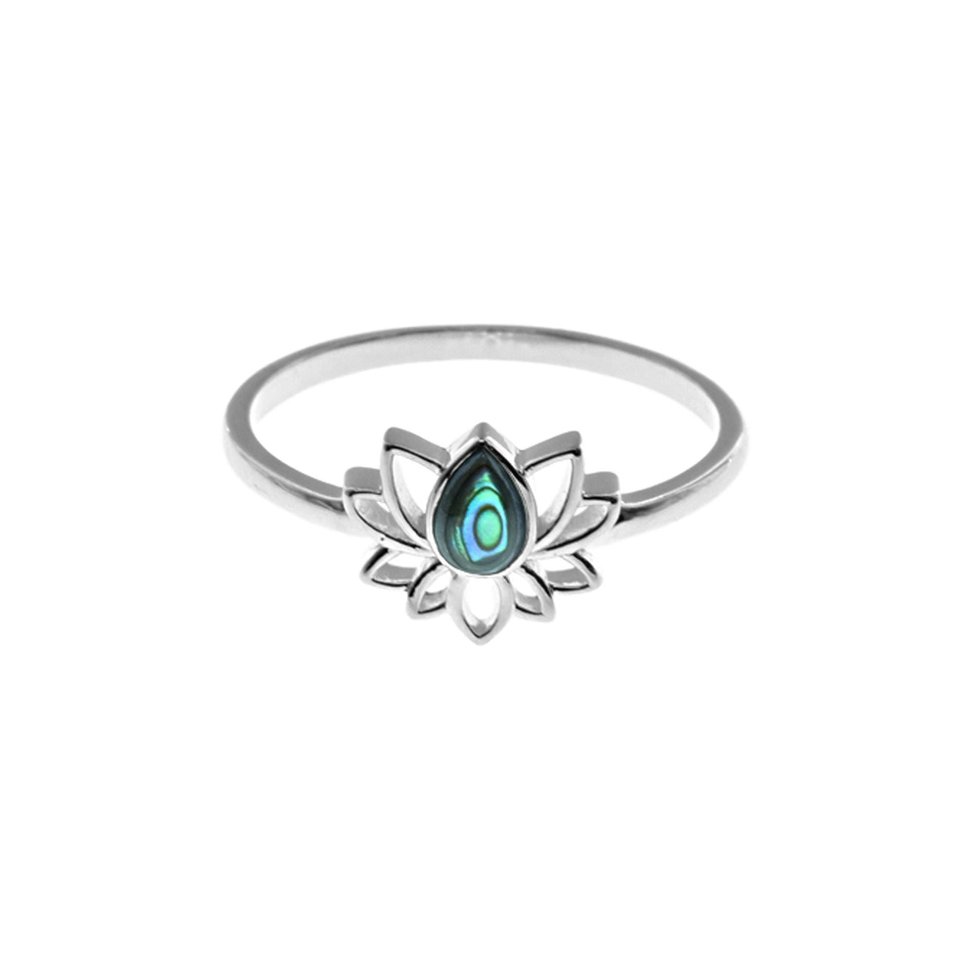 Leona paua shell lotus flower ring