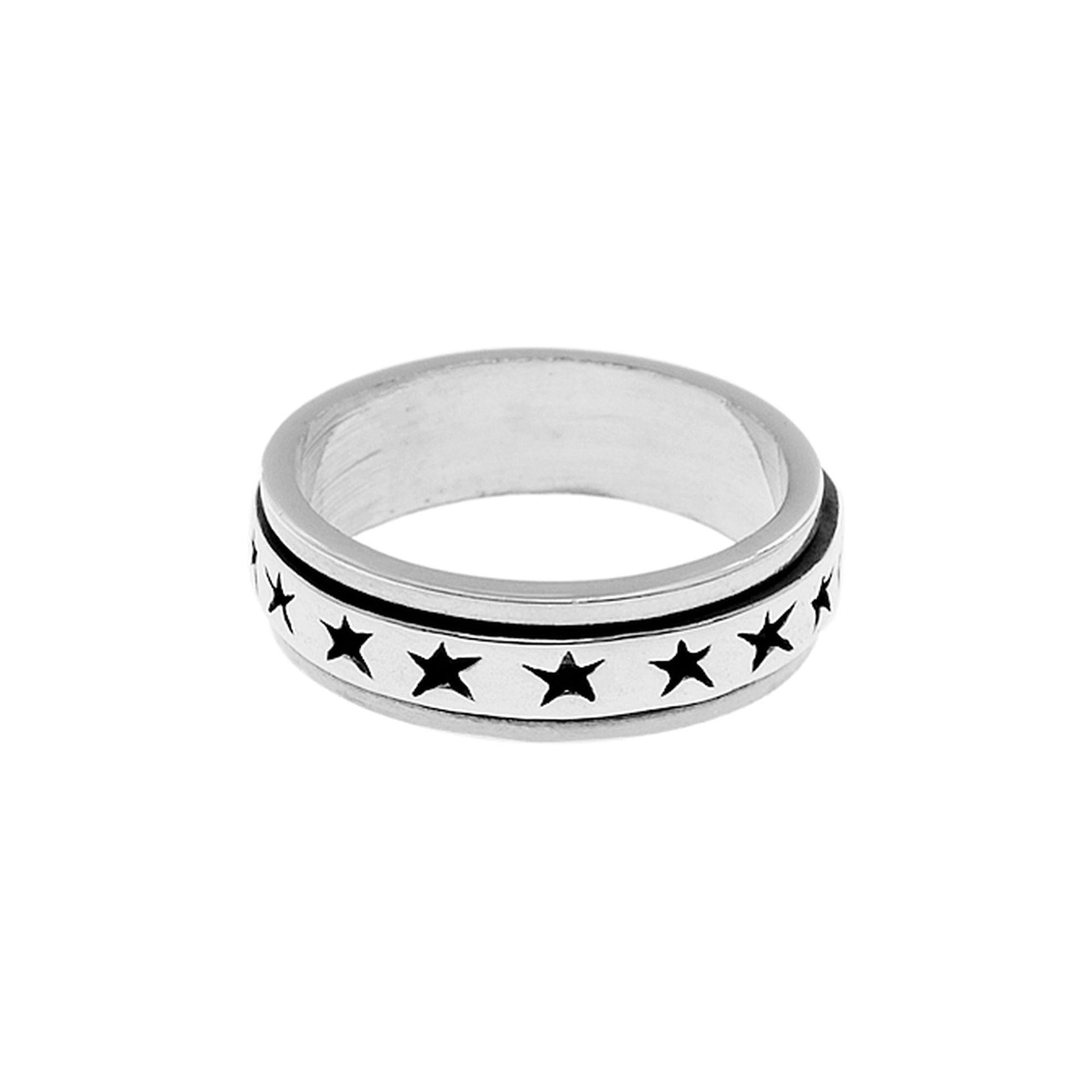 Dahna spinning ring with cut out stars