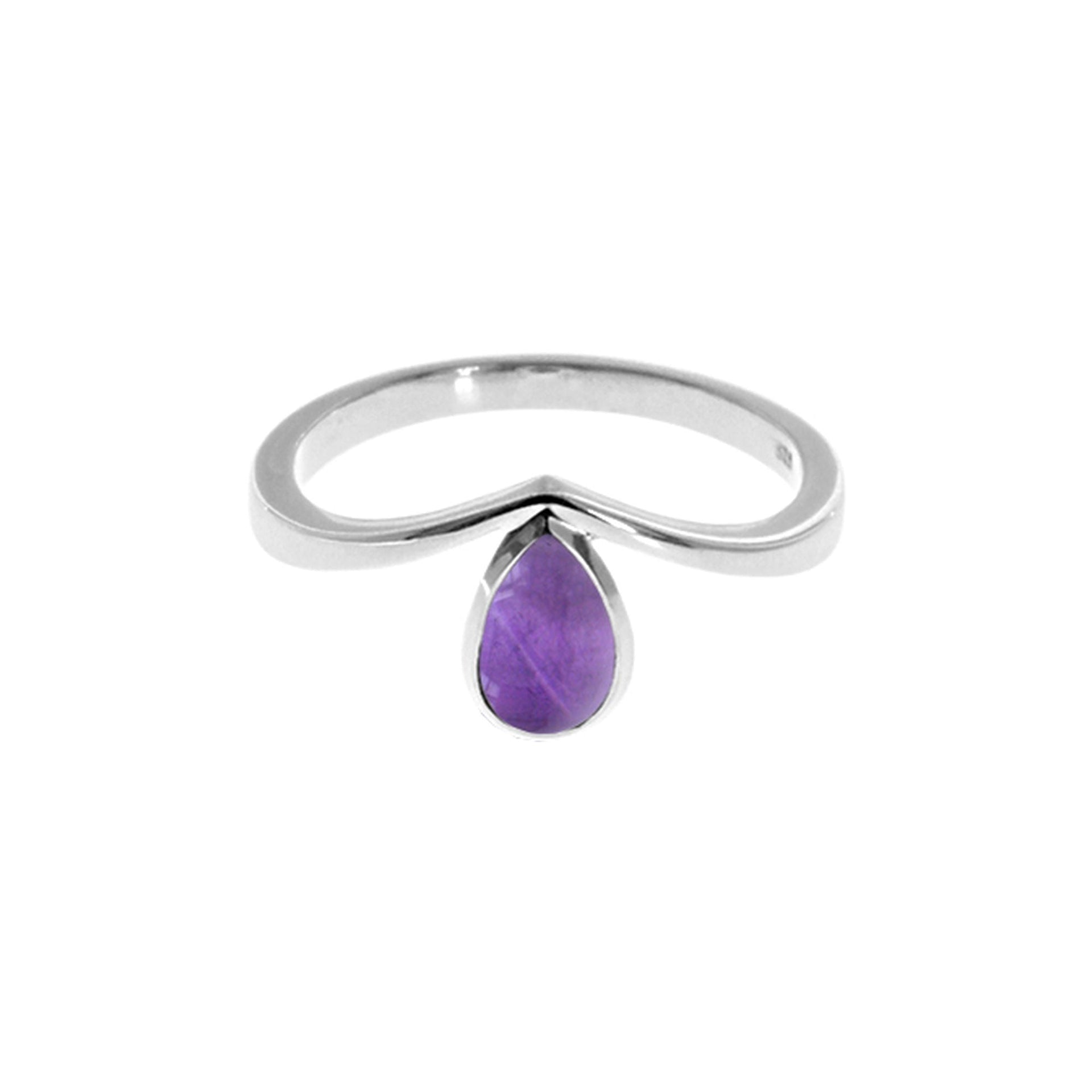 Bridget simple amethyst teardrop ring