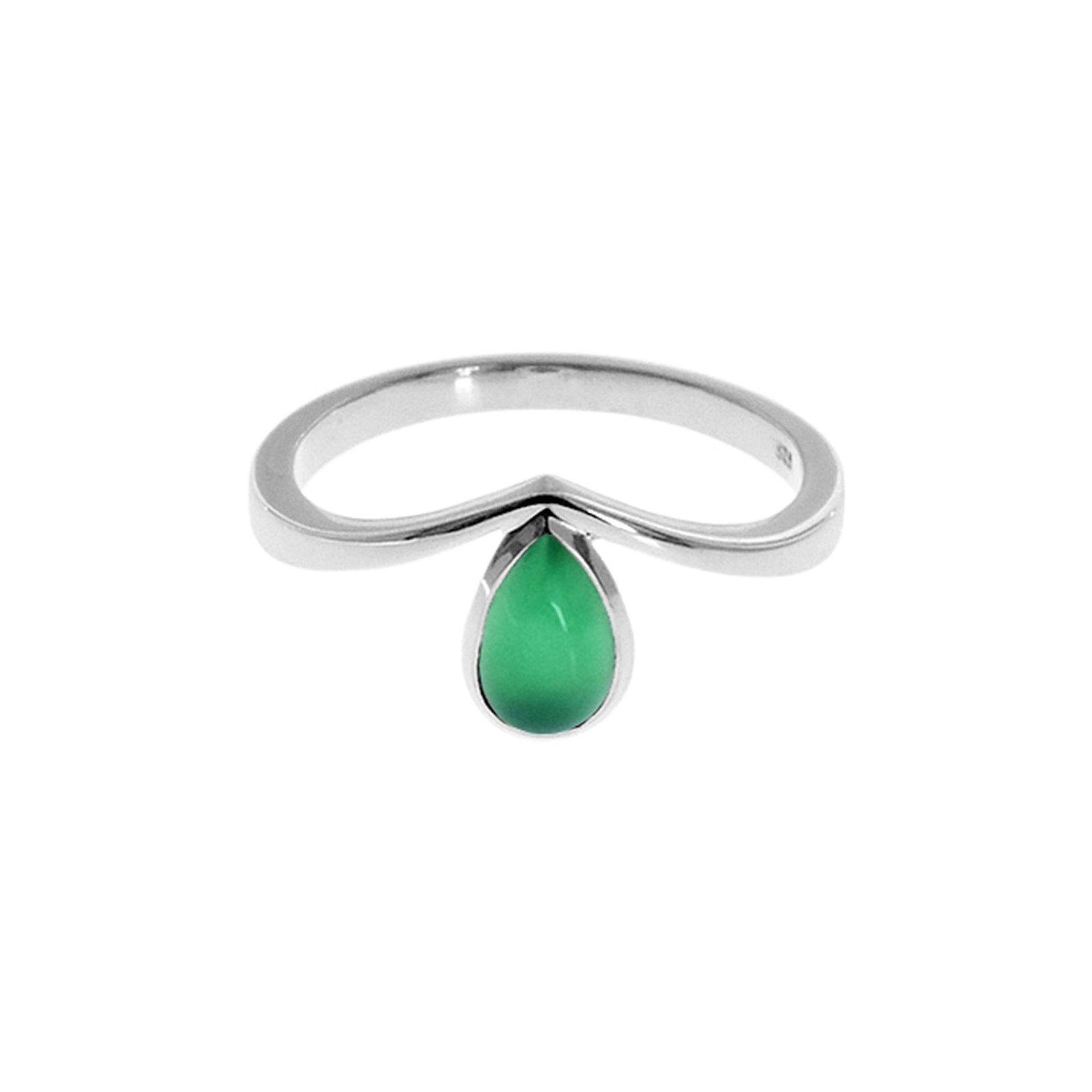 Bridget simple green agate teardrop ring
