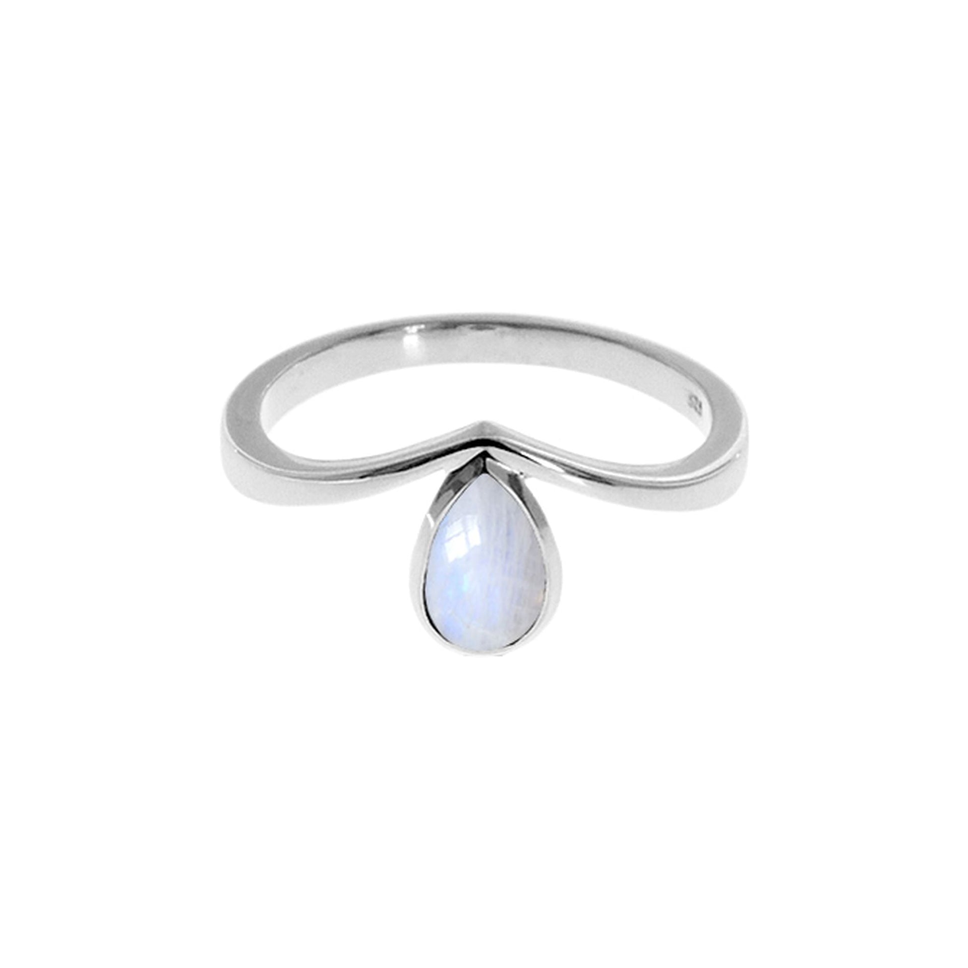 Bridget simple rainbow moonstone teardrop ring