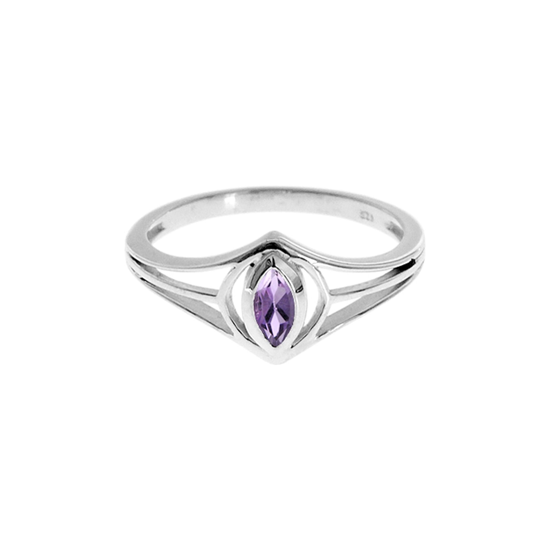 Bridget art nouveau amethyst facet marquis ring