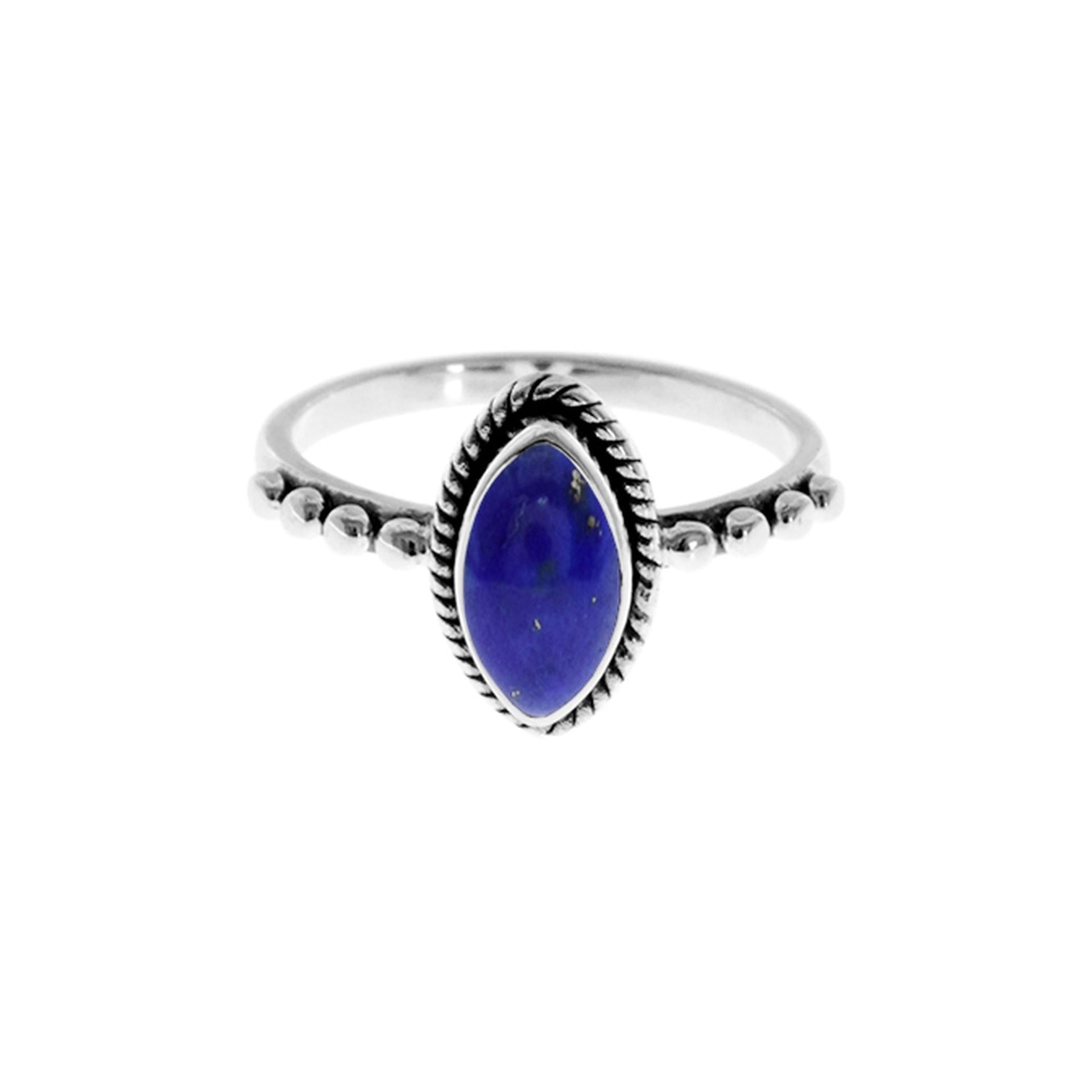 Isla fancy edged lapis lazuli marquis ring