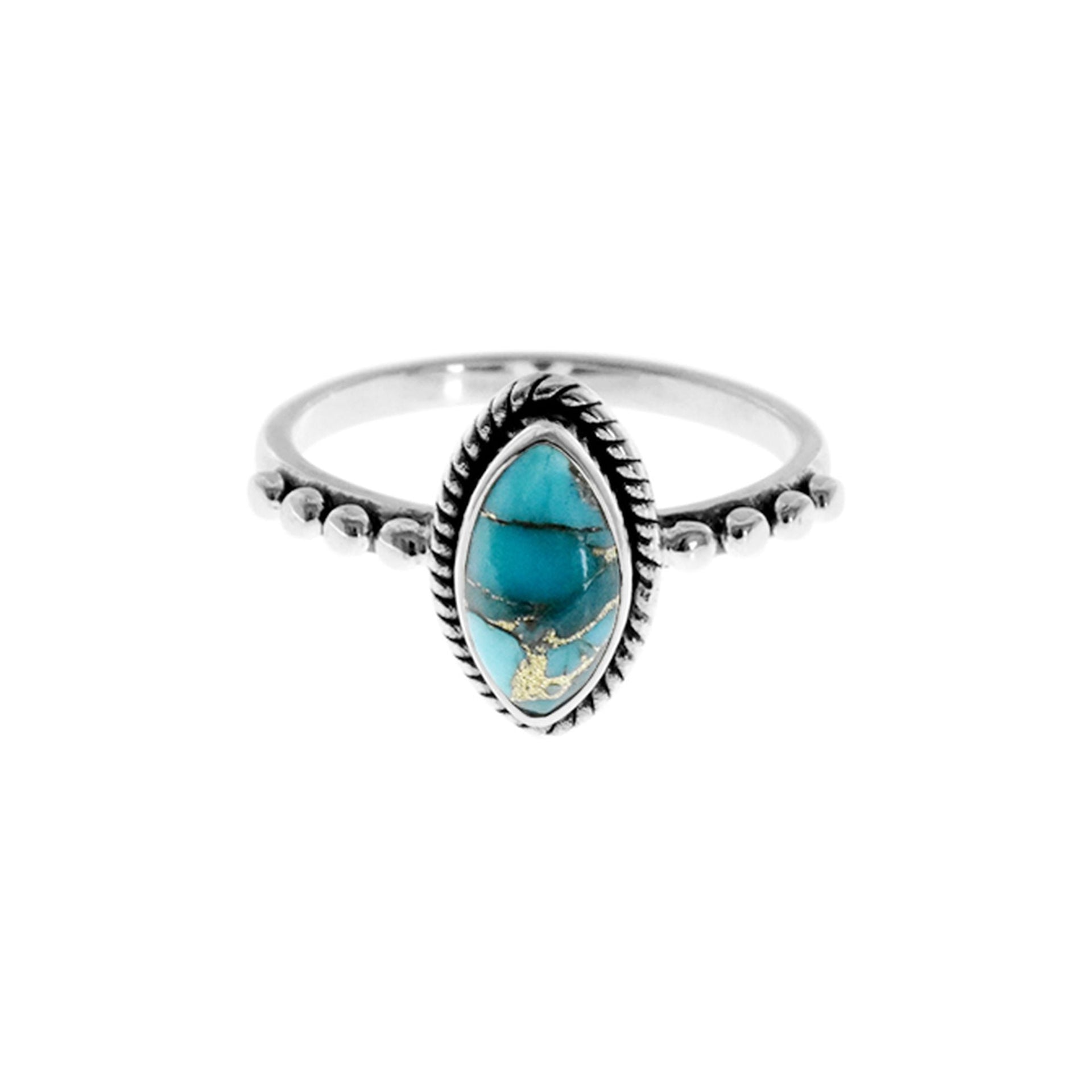 Isla fancy edged blue mohave turquoise marquis ring