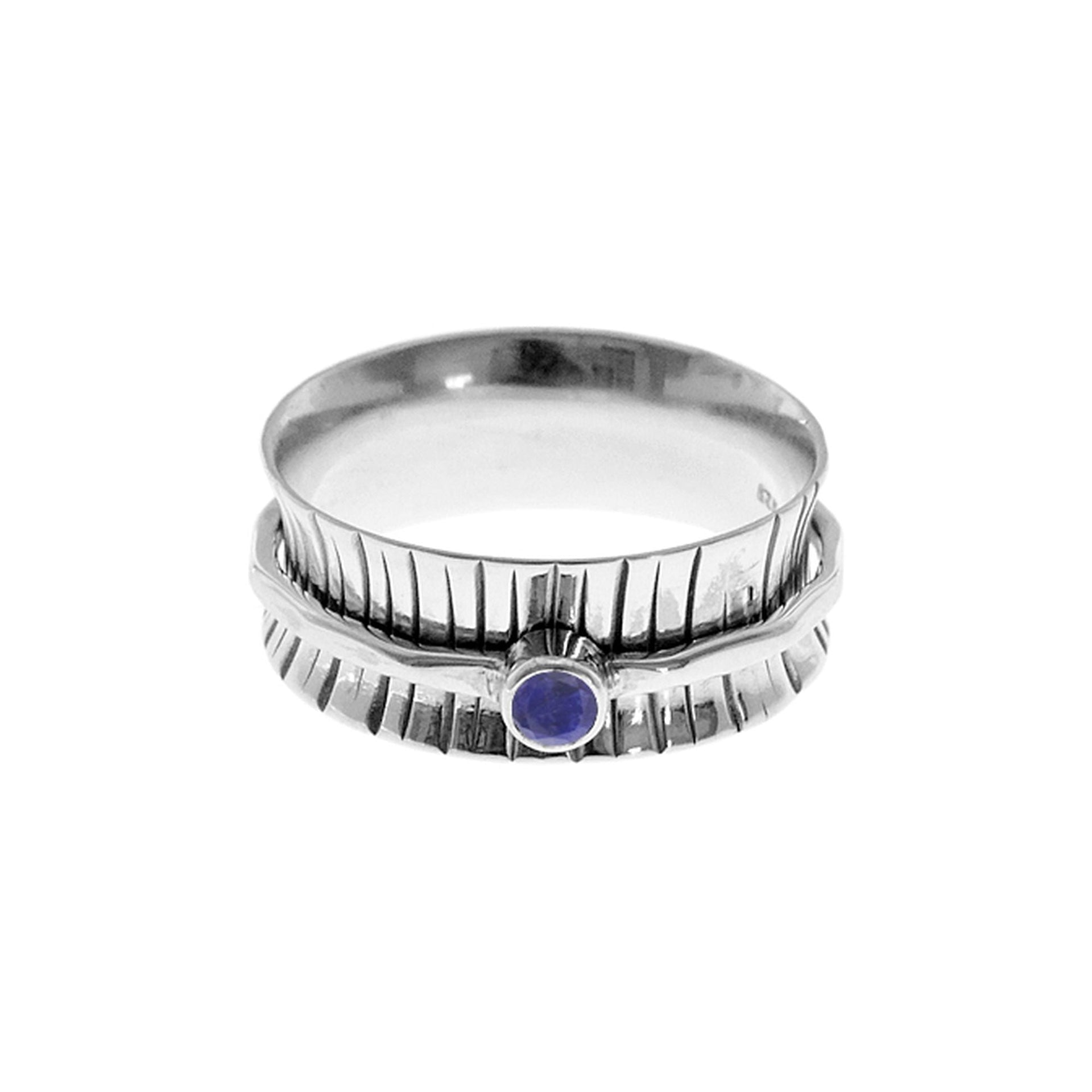 Lexi Hammered spinner ring with sapphire quartz