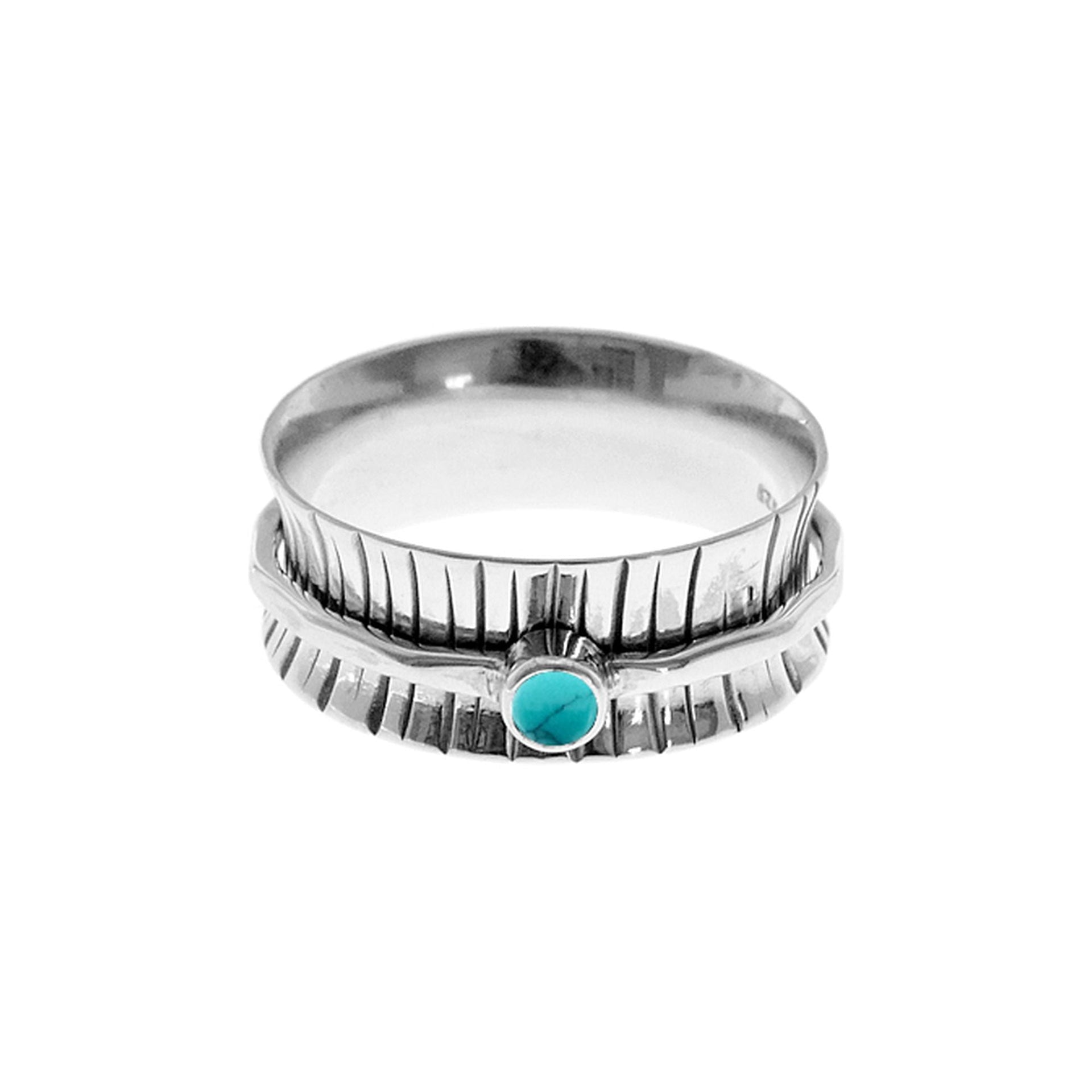 Lexi Hammered spinner ring with turquoise