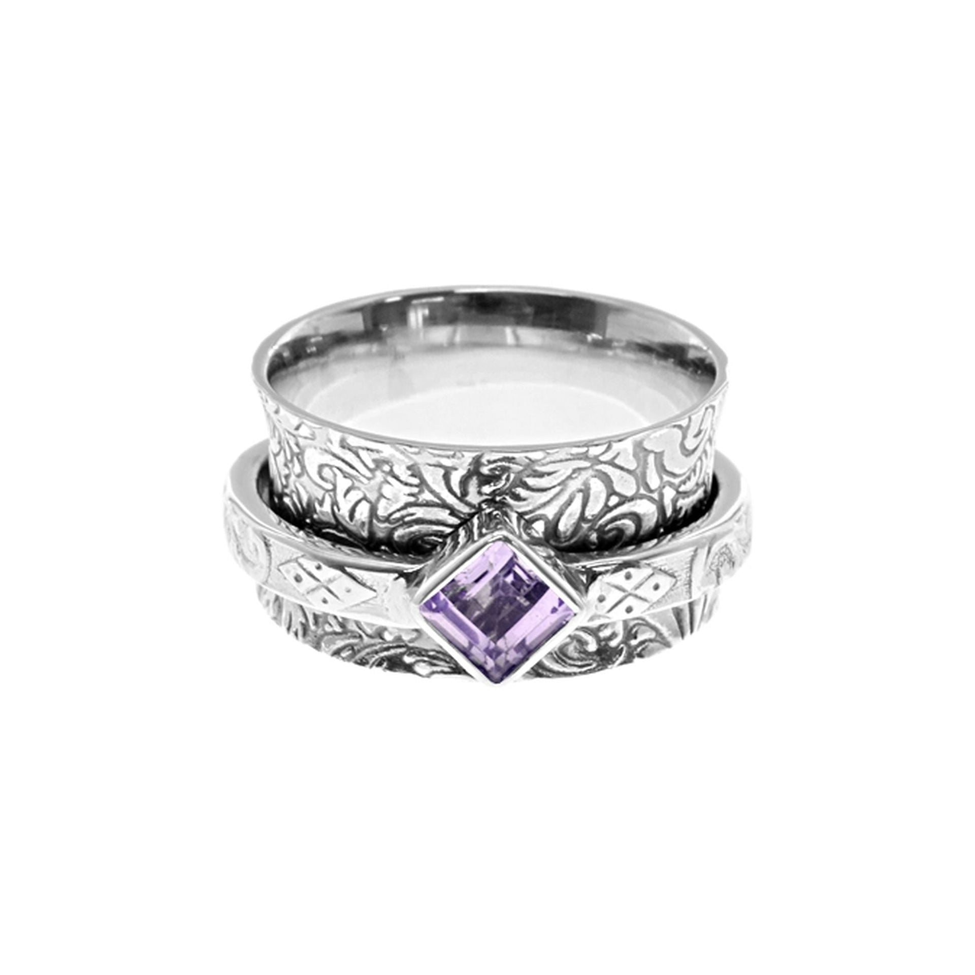 Catalina ornate spinner ring with amethyst