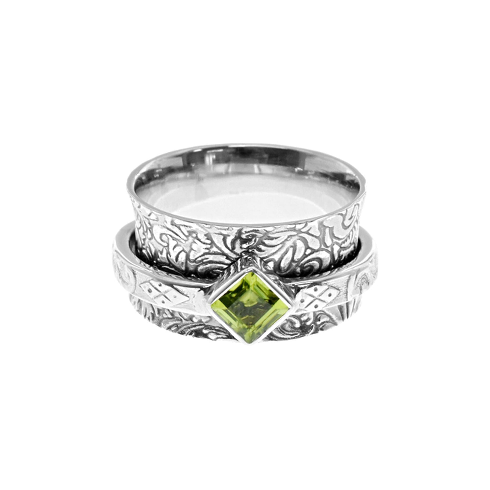 Catalina ornate spinner ring with peridot