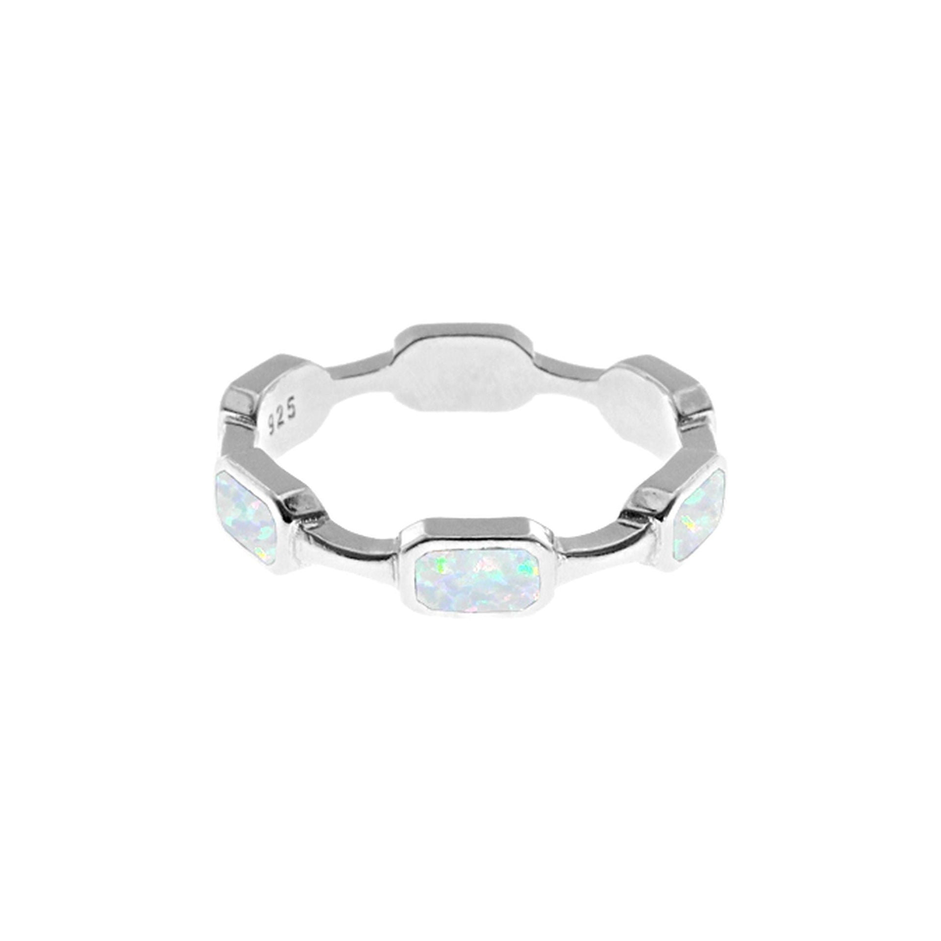 Diana white opalique oblong eternity ring