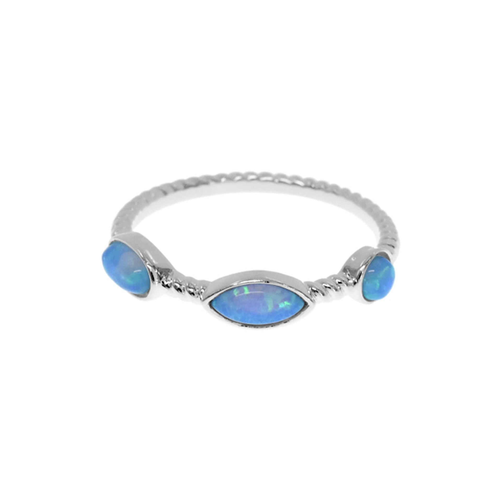 Angelica multi-shape blue opalique rope ring
