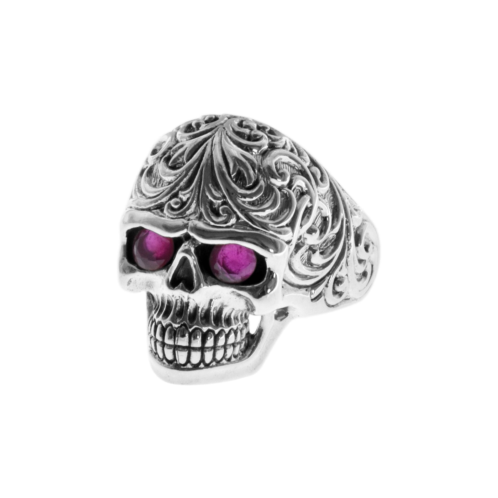 Harley red eyed skull ring