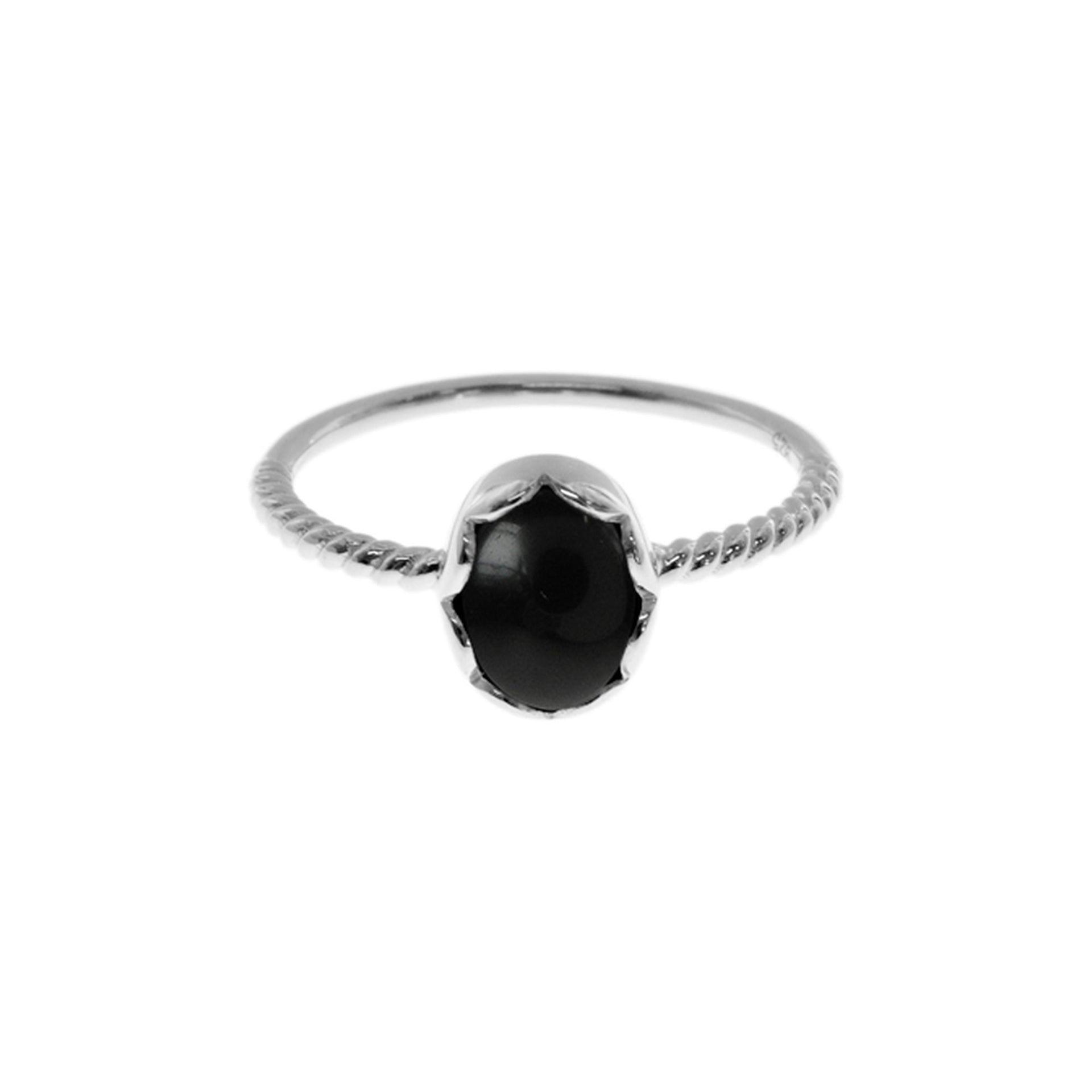Bridget scallop edge black onyx ring