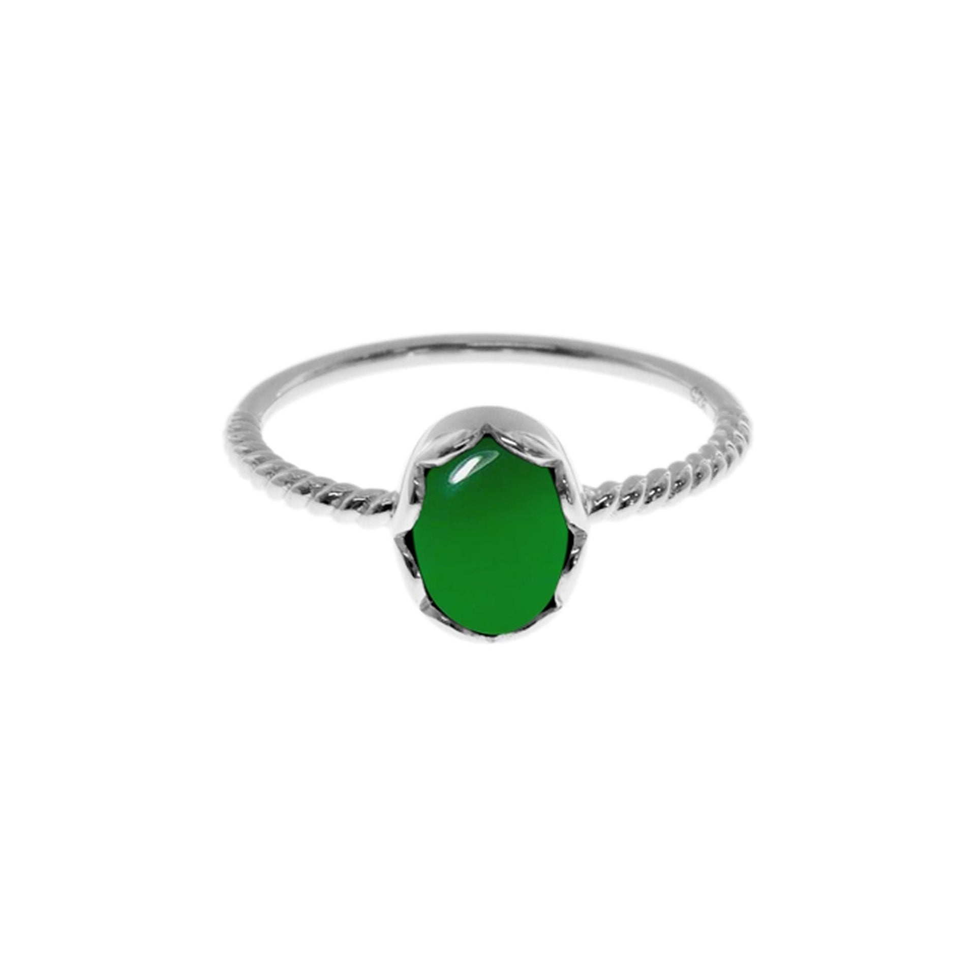 Bridget scallop edge green agate ring