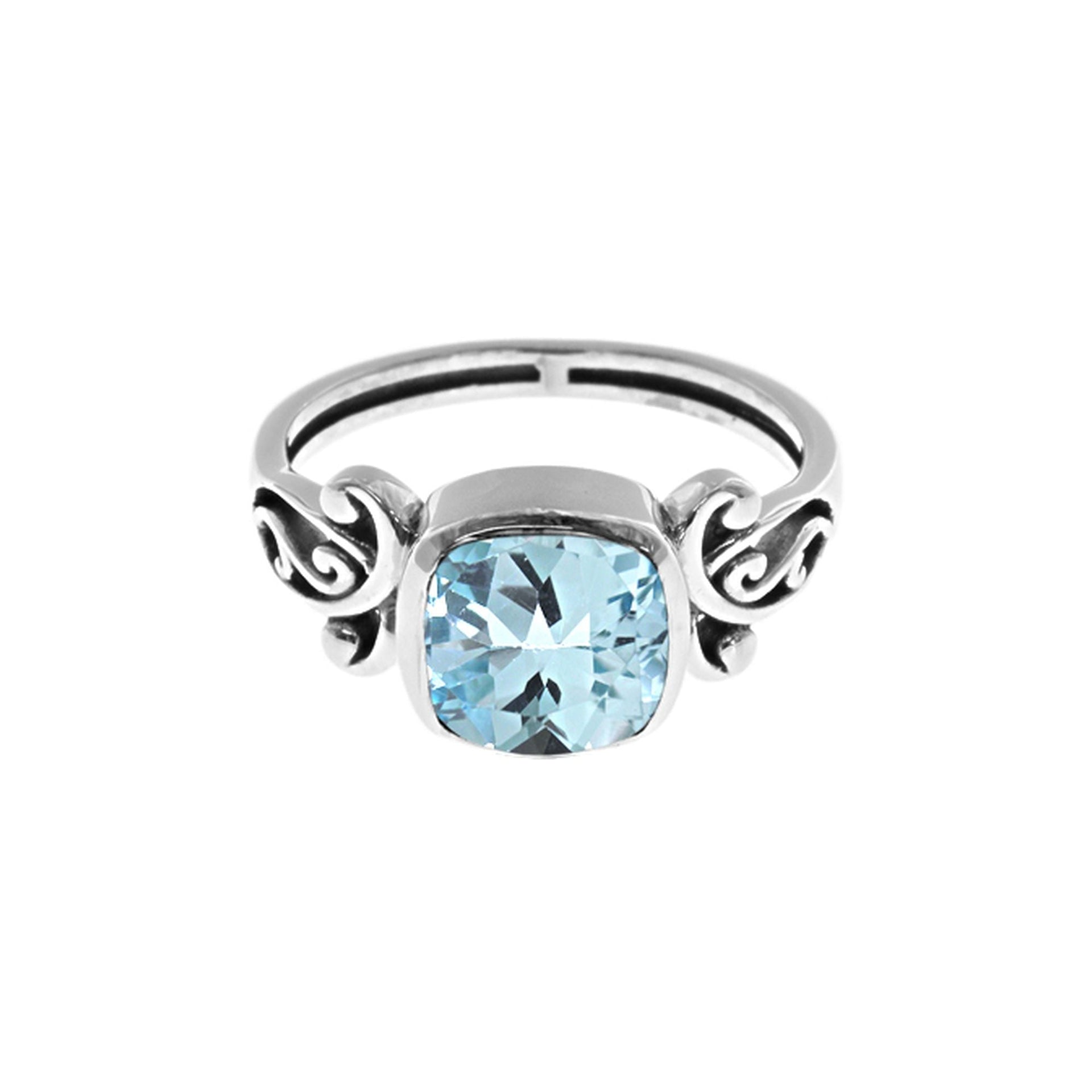 Isla cushion blue topaz ring