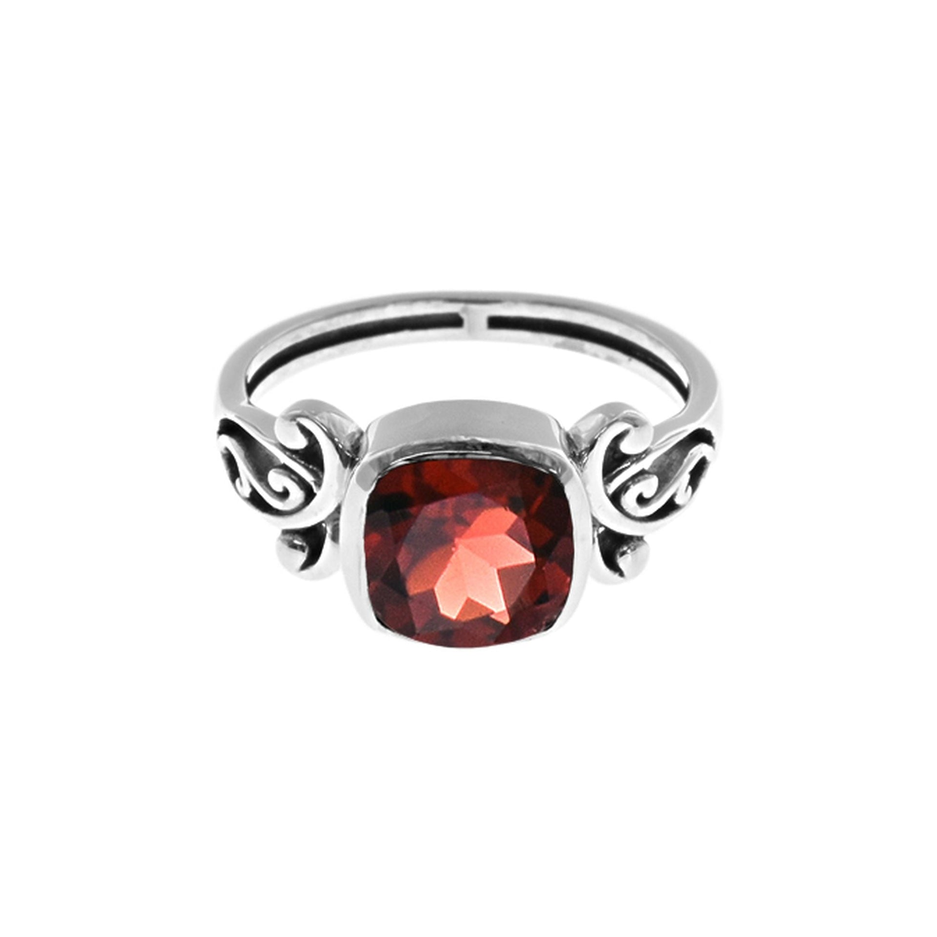 Isla cushion garnet ring