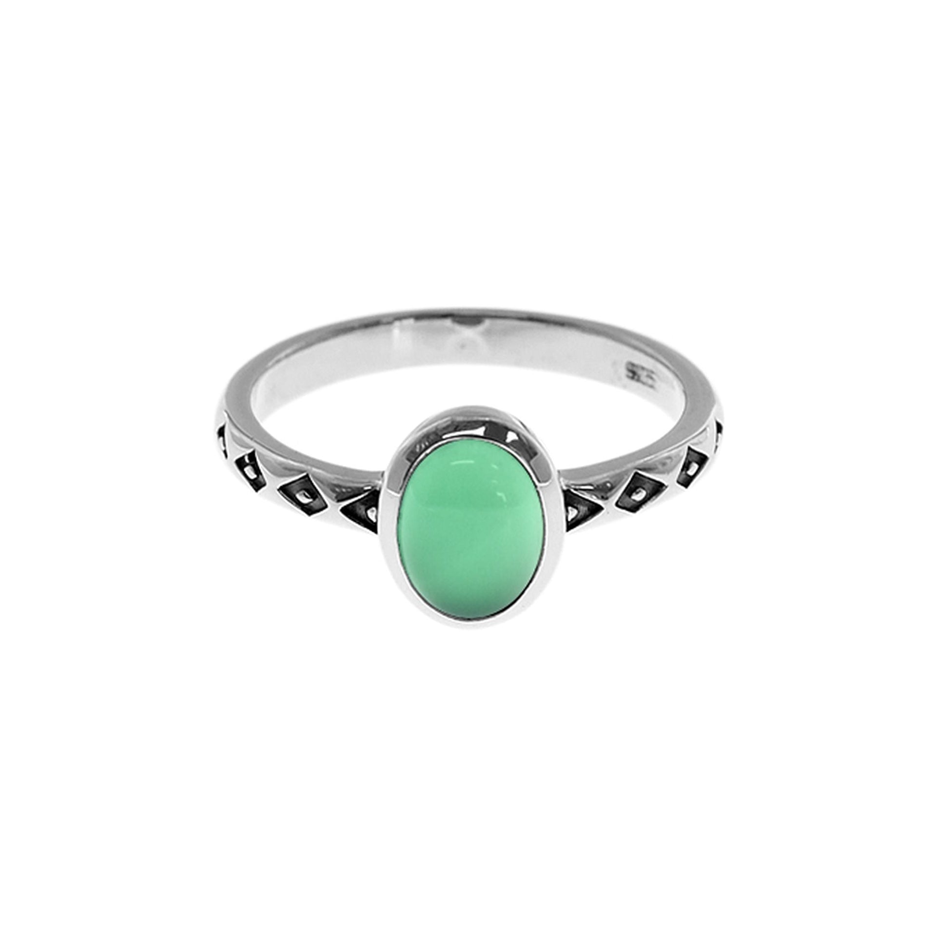Tilly diamond dot green agate ring