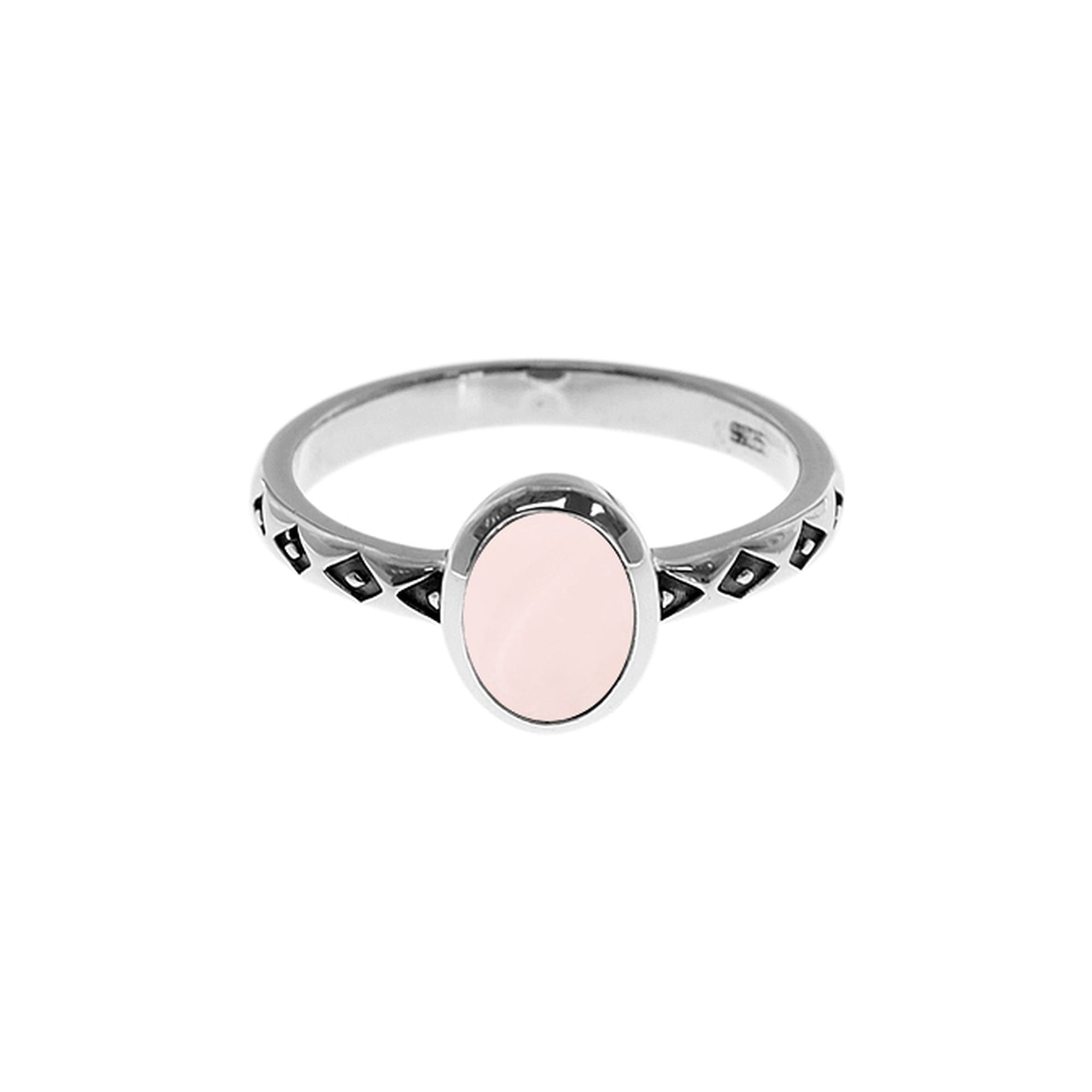 Tilly diamond dot rose quartz ring