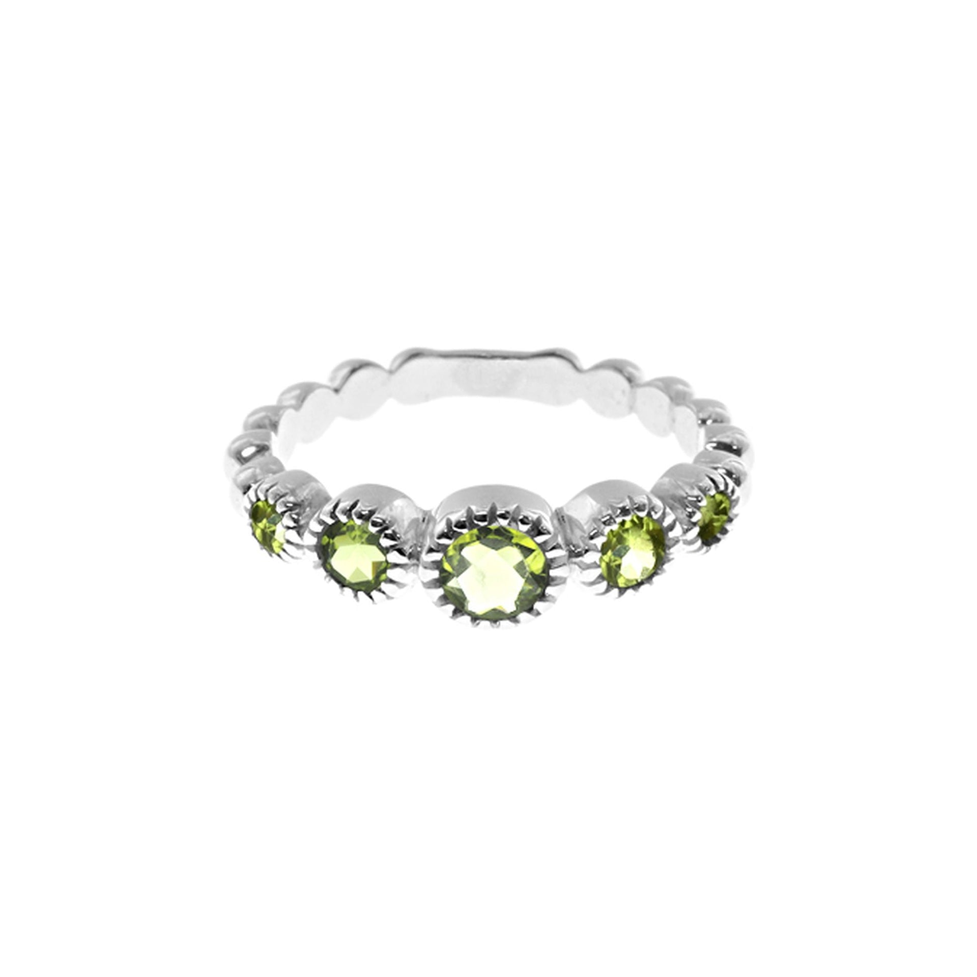 Kara five stone peridot ring