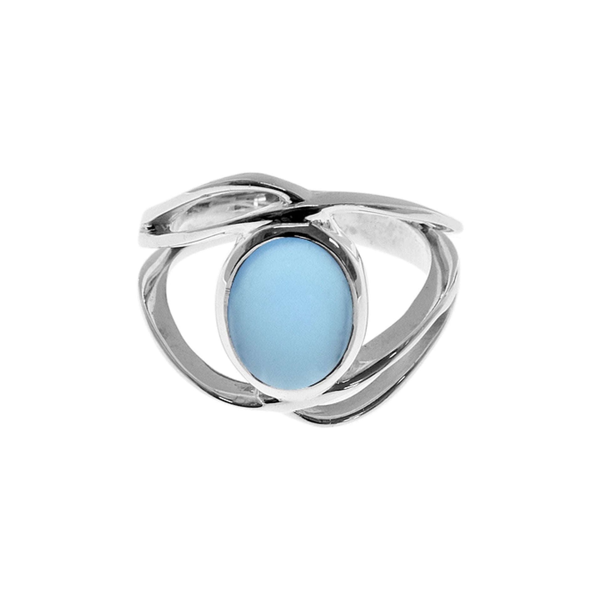 Betsy large crossover blue chalcedony ring