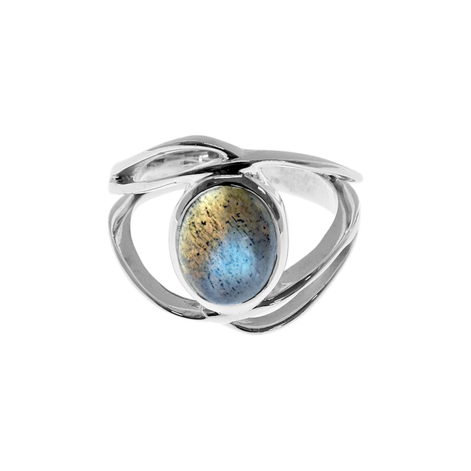 Betsy large crossover labradorite ring