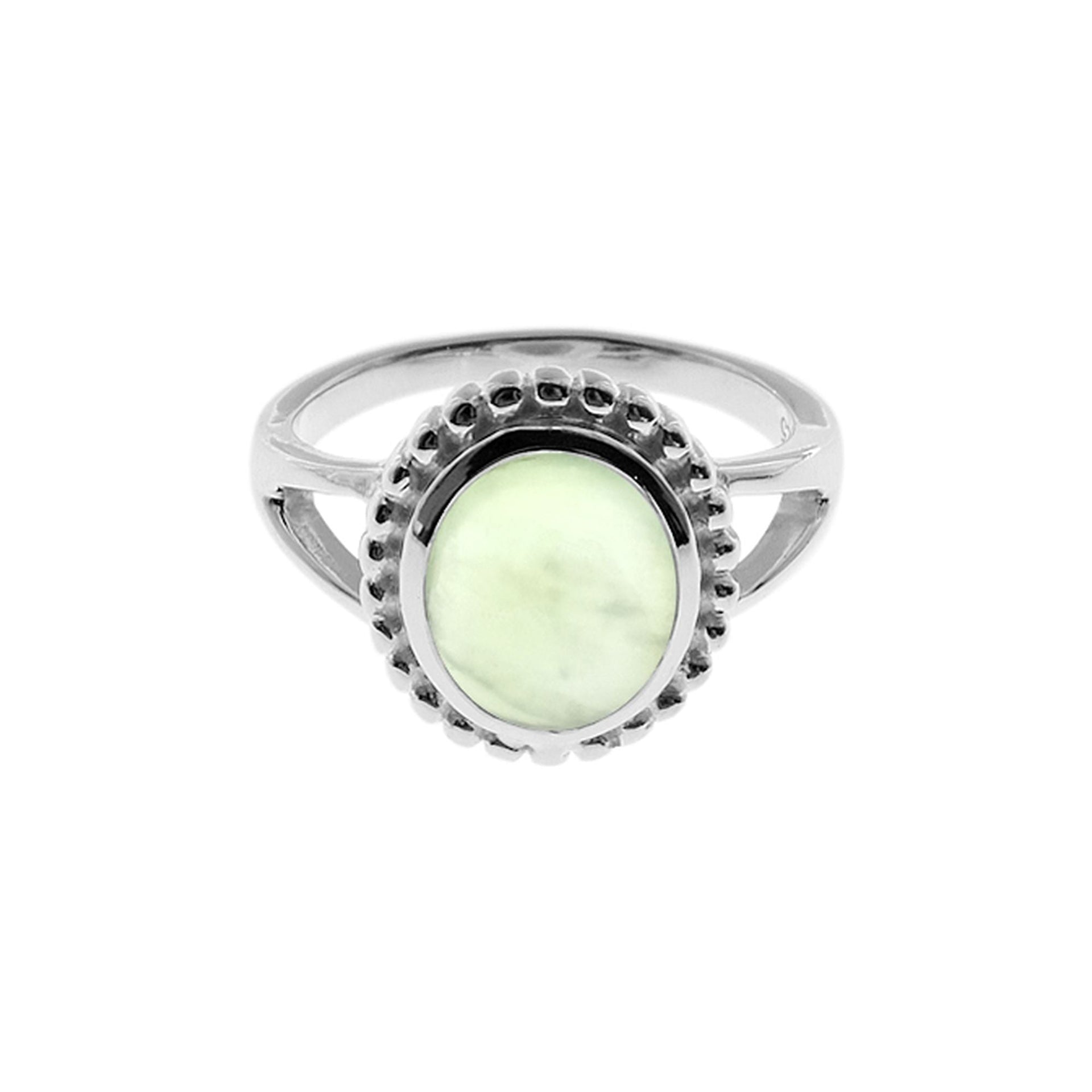 Isla oval prehnite ball detail ring